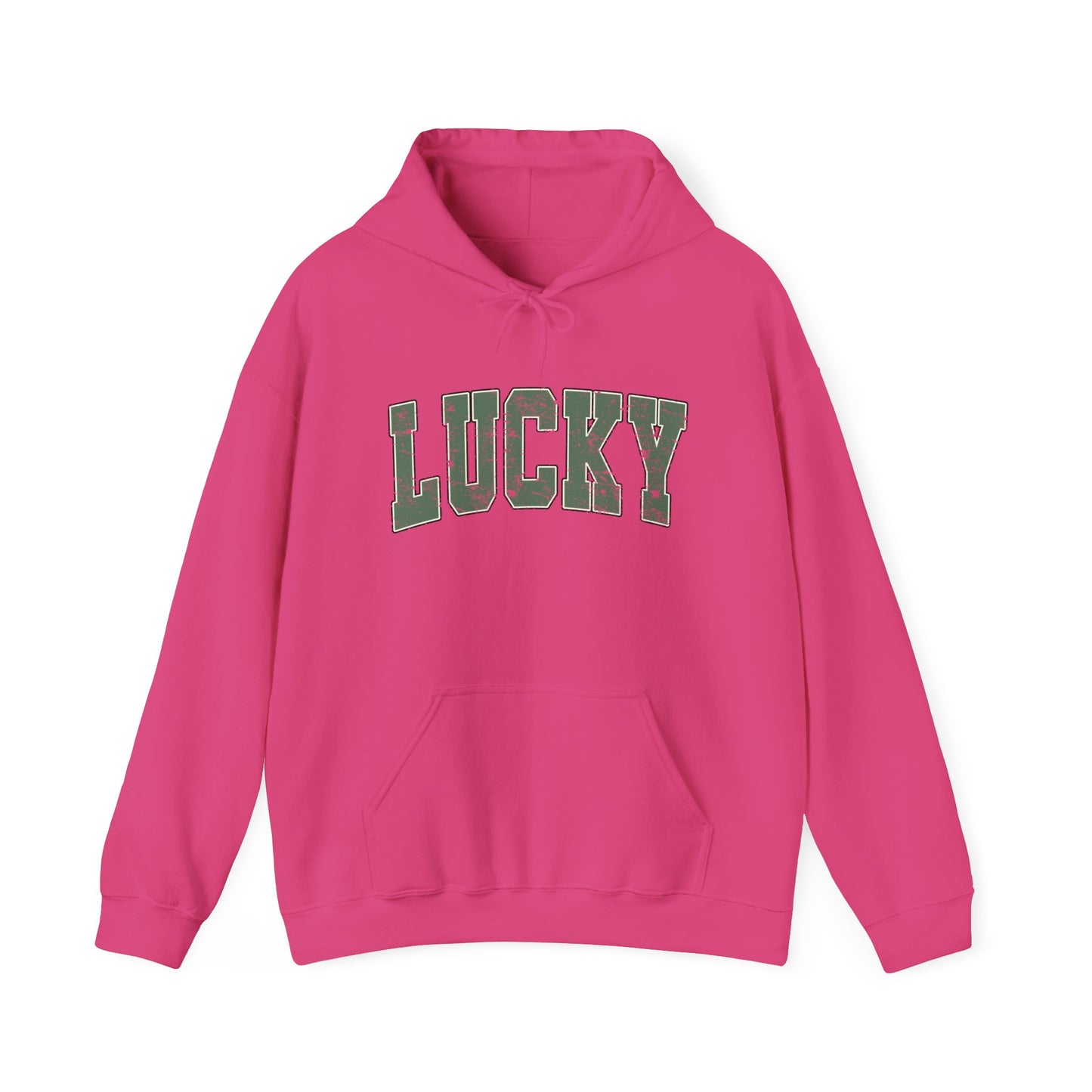 Lucky Distressed Hoodie — St. Patrick’s Day Green Vintage Lettering