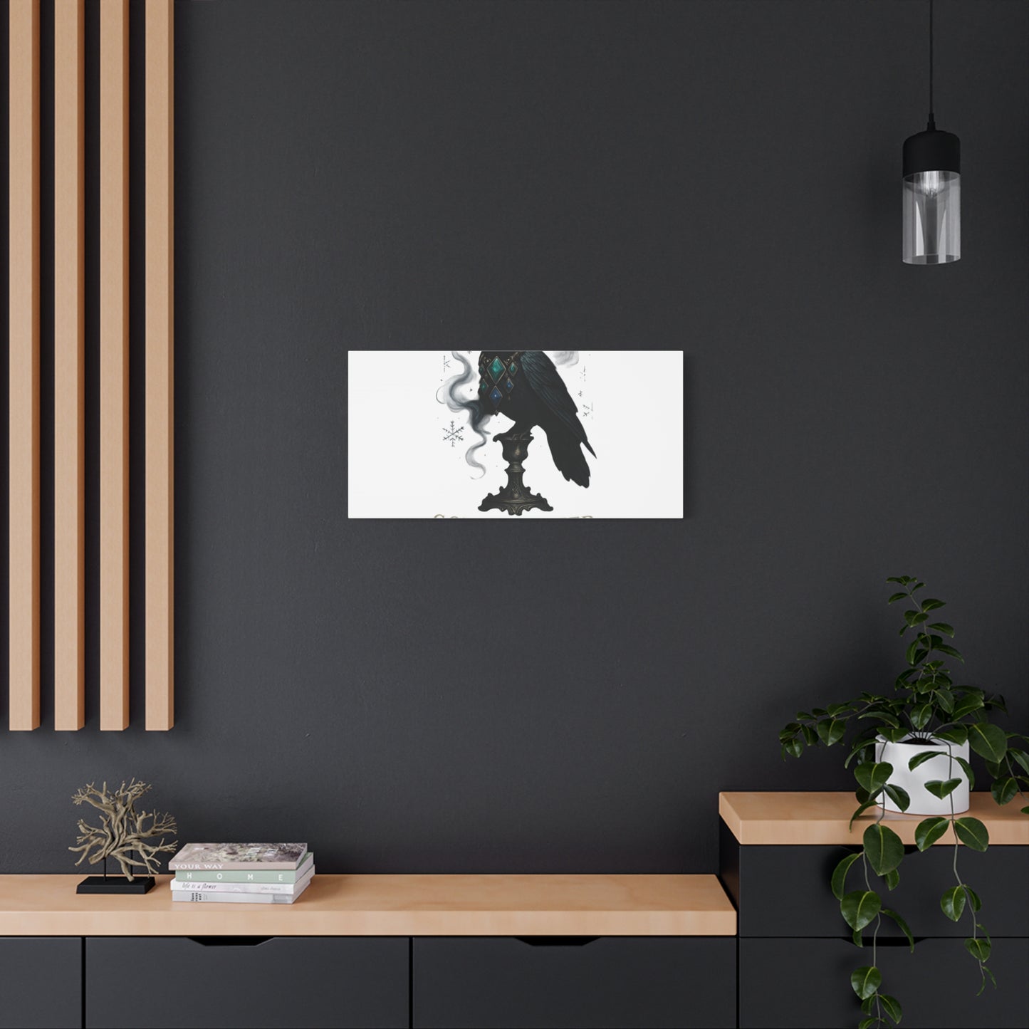 Gothic Raven Canvas Art – “Gothic Cheer, Give Me Fear” Matte Stretched Wall Decor