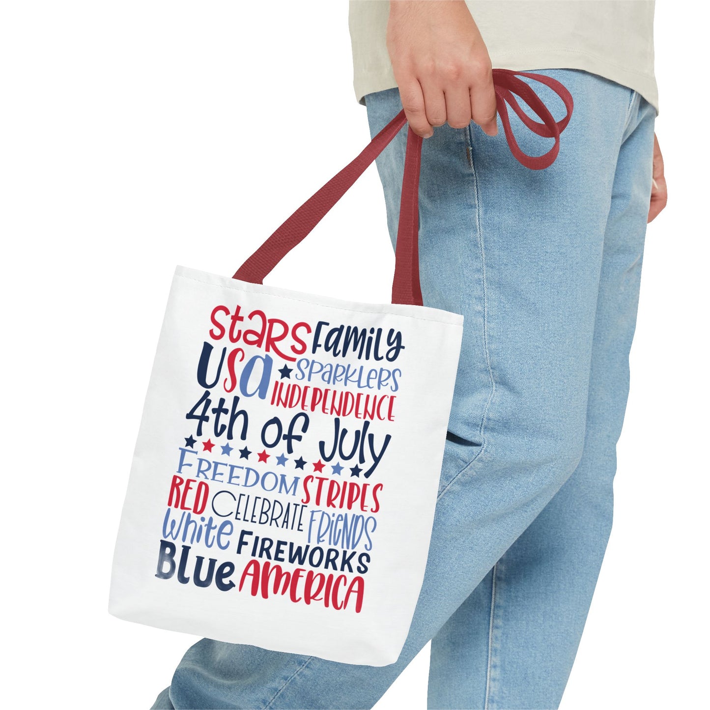 4th of July Tote Bag - USA Patriotic Stars & Stripes Independence Day Tote