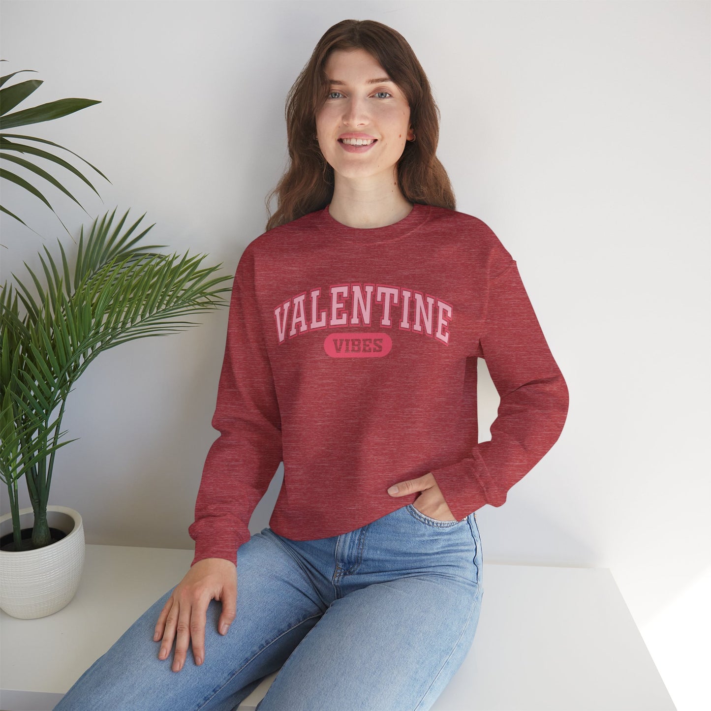 Valentine Vibes Varsity Crewneck Sweatshirt | Valentine's Day retro lettering