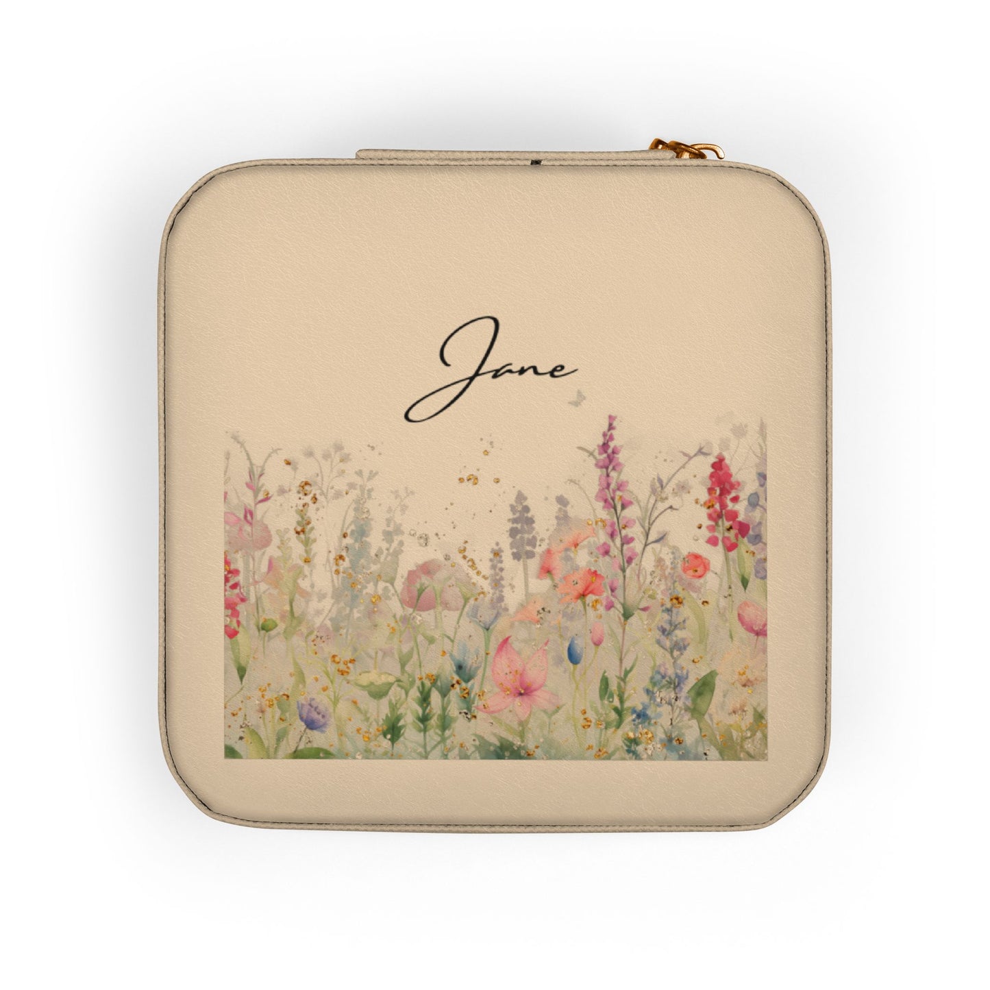 Floral Petite Jewelry Travel Case — Compact Organizer for Rings, Earrings & Necklaces
