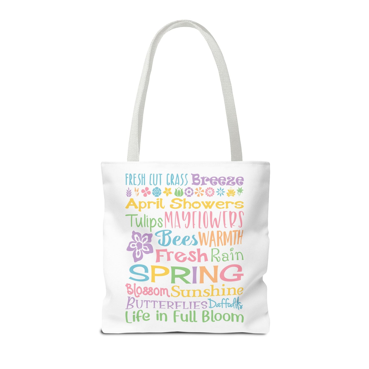 Spring Words Tote Bag — Pastel Floral Typography Tote