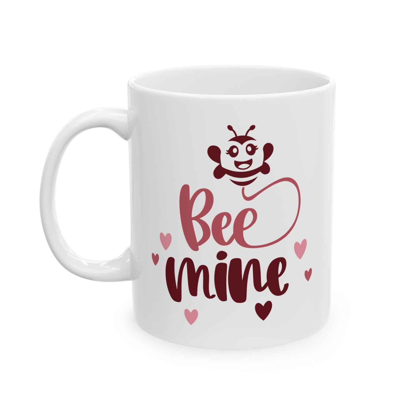 Bee Mine Valentine's Ceramic Mug — Cute 11oz & 15oz Coffee Cup
