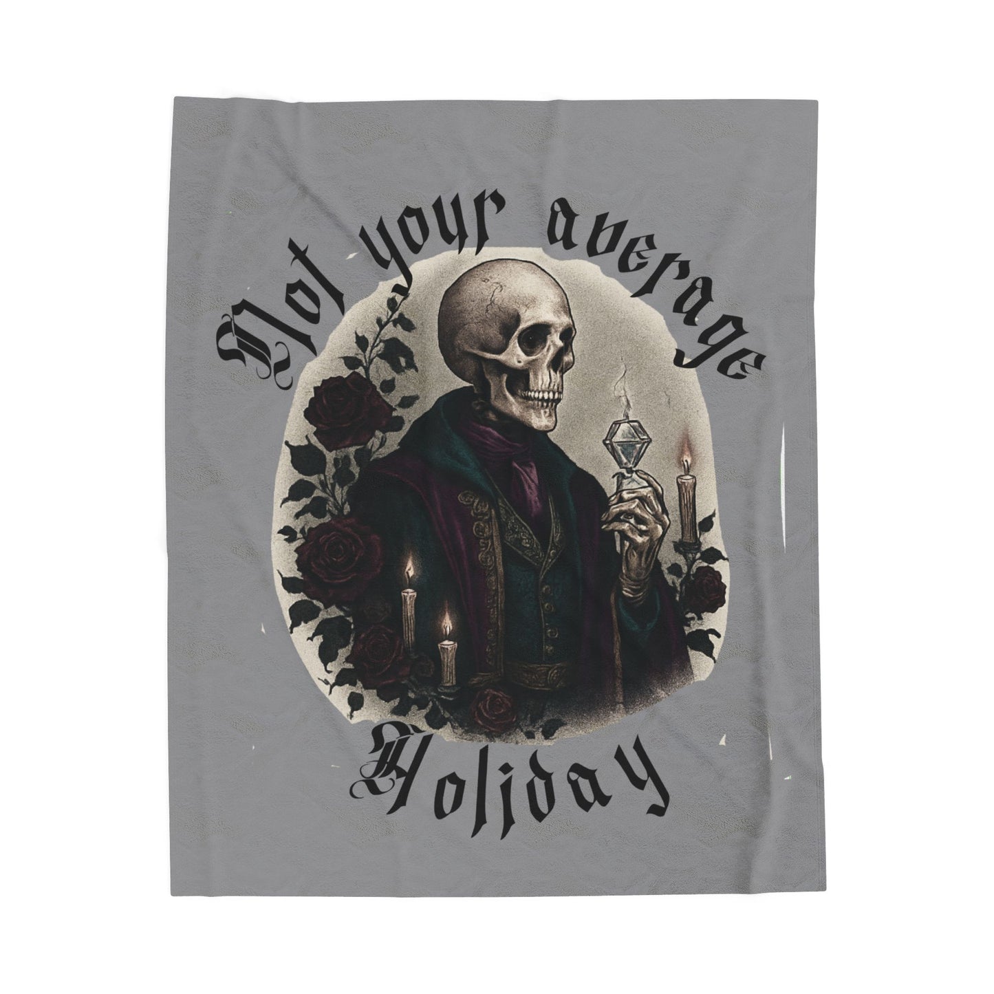 Skull Holiday Velveteen Plush Blanket – “Not Your Average Holiday” Gothic Throw