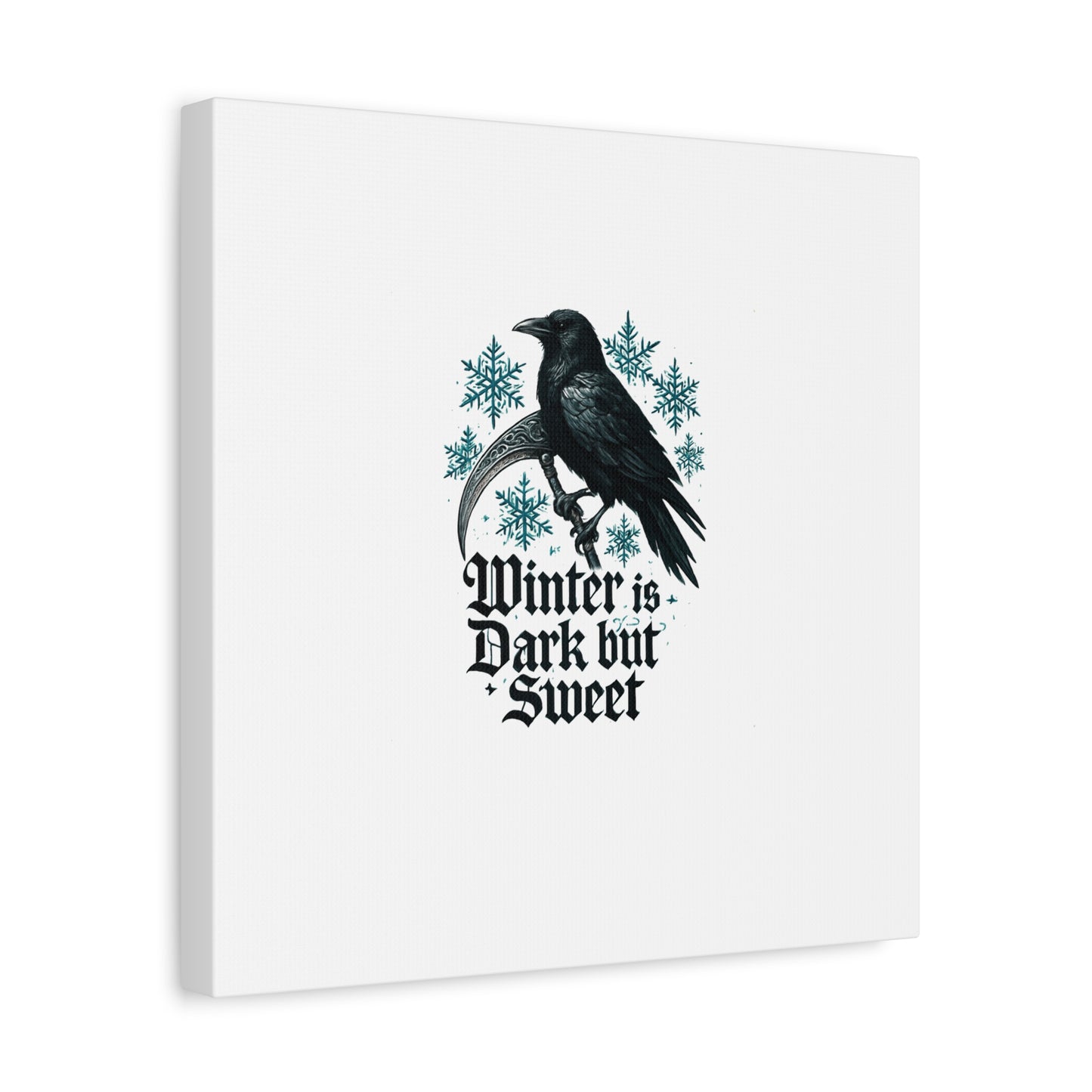 Raven Winter Canvas Art — “Winter is Dark but Sweet” Stretched Matte Print