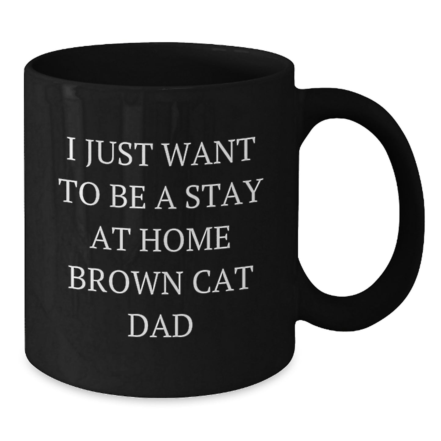 Funny Brown Cat Dad Gifts for Men from Friends, Unique Black Coffee Mug for Graduation, 'I Just Want To Be A Stay At Home Brown Cat Dad' - Additional