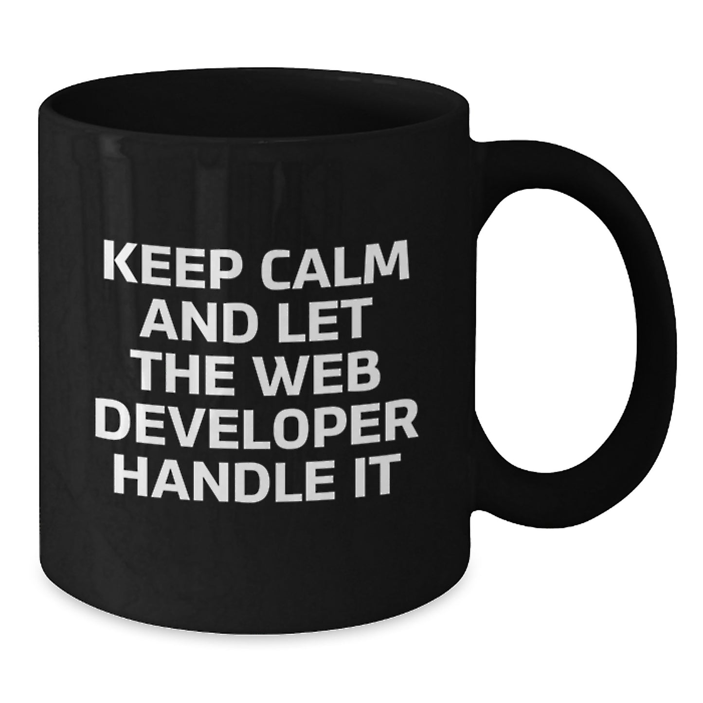 Funny Web Developer Gifts from Friends - Birthday Unique Presents for Men Women Coworkers Family - Keep Calm And Let Web Developer Handle It Black Coffee Mug - Additional