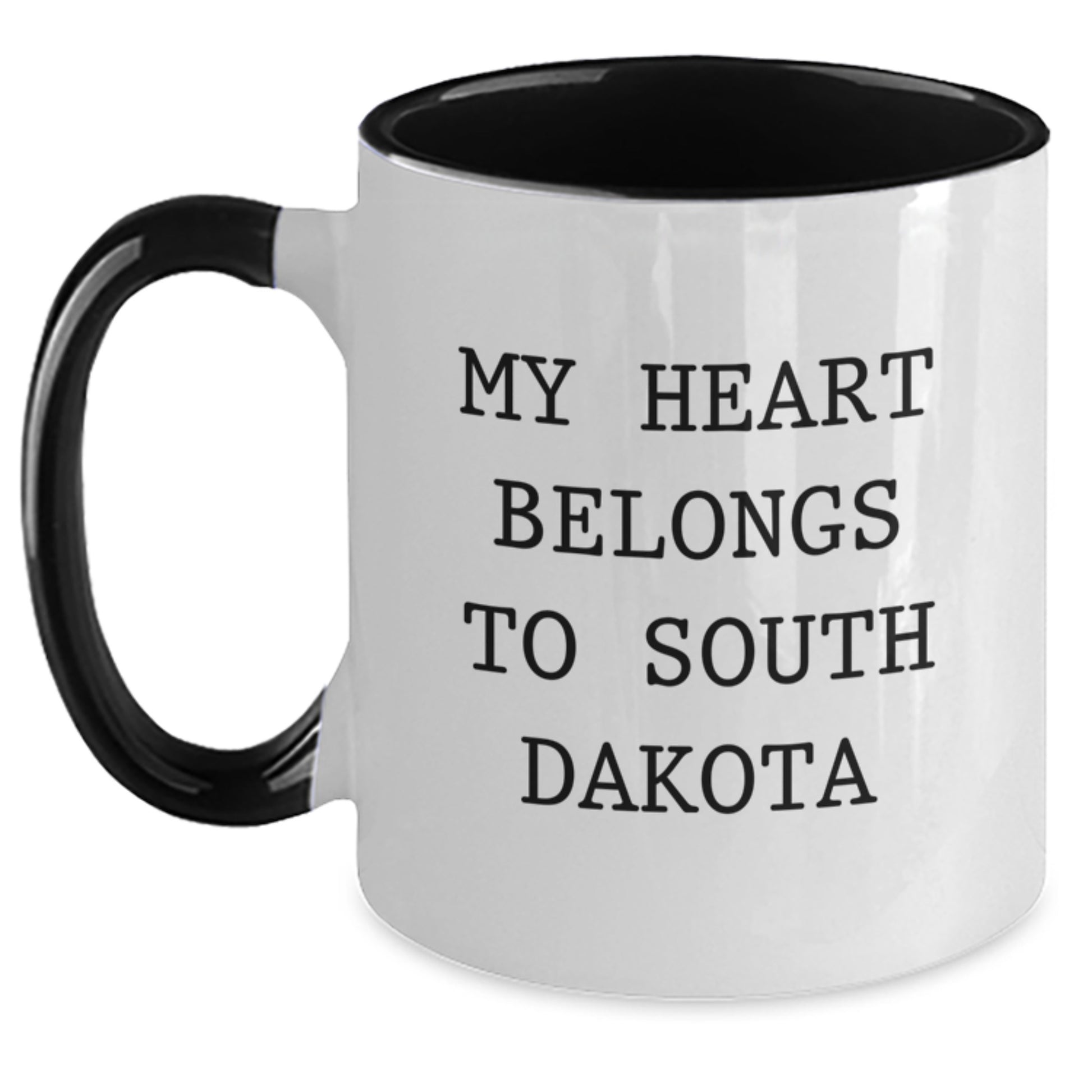 Funny South Dakota Gifts - My Heart Belongs To South Dakota Two Tone Coffee Mug for Birthday, Gifts from Friends to Family in South Dakota - Main