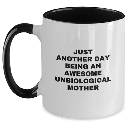 Funny Unbiological Mother Gifts for Her, Two Tone Coffee Mugs from Family, Unique Mother's Day Unique Gifts from Unbiological Mom - Main