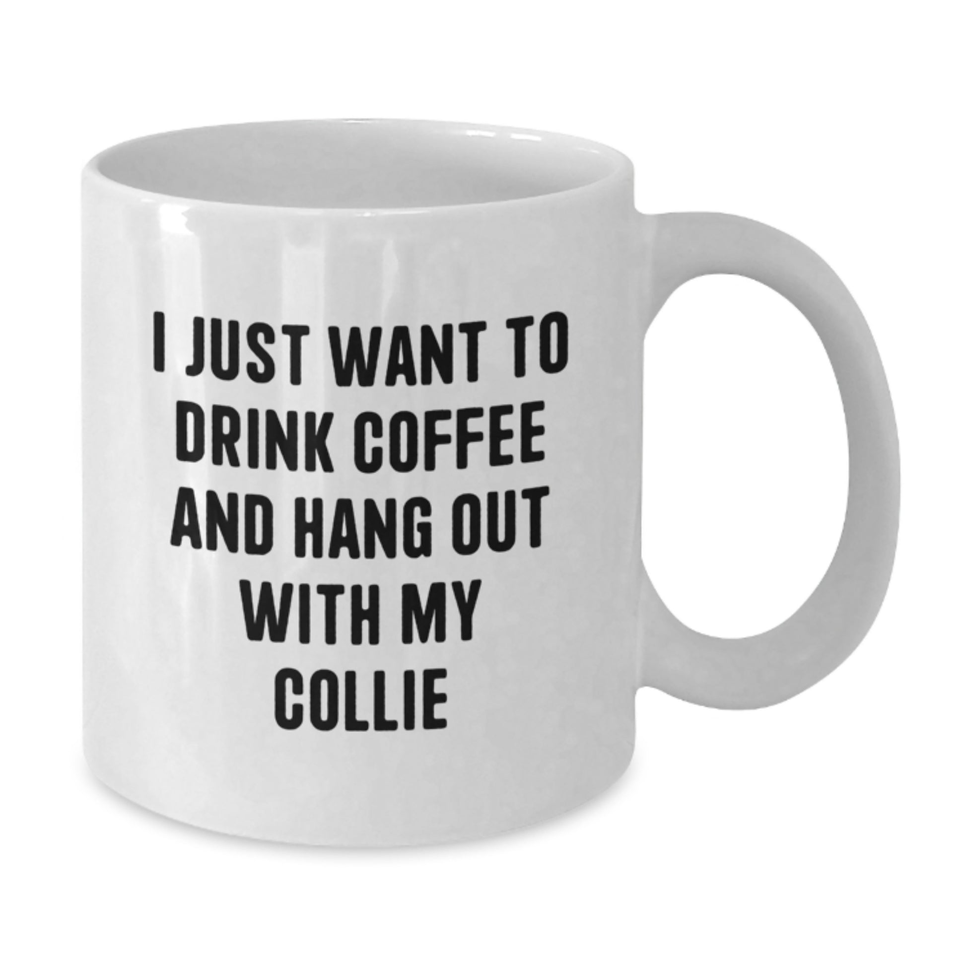 Collie Dog Lovers Funny Coffee Mug Gifts from Friends to Family Birthday Quotes, I Just Want To Drink Coffee And Hang Out With My Collie, White Ceramic Mugs for Men Women - Additional