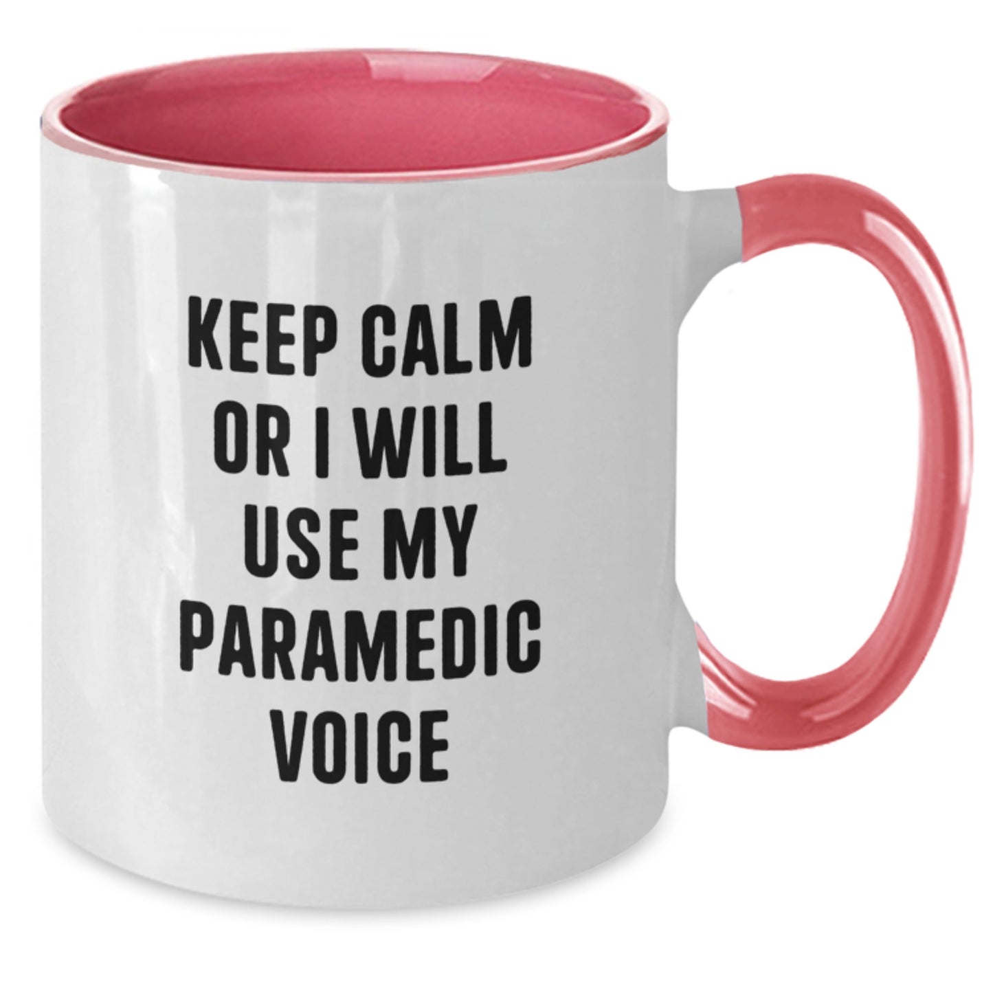 Funny Rescue Worker Gifts from Men for Christmas Unique Rescue Worker Two Tone Coffee Mug - 'Keep Calm Or I Will Use My Rescue Worker Voice' - Additional