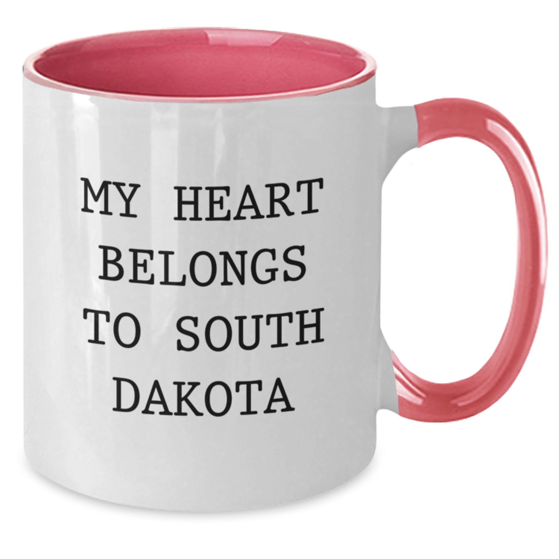 Funny South Dakota Gifts - My Heart Belongs To South Dakota Two Tone Coffee Mug for Birthday, Gifts from Friends to Family in South Dakota - Additional