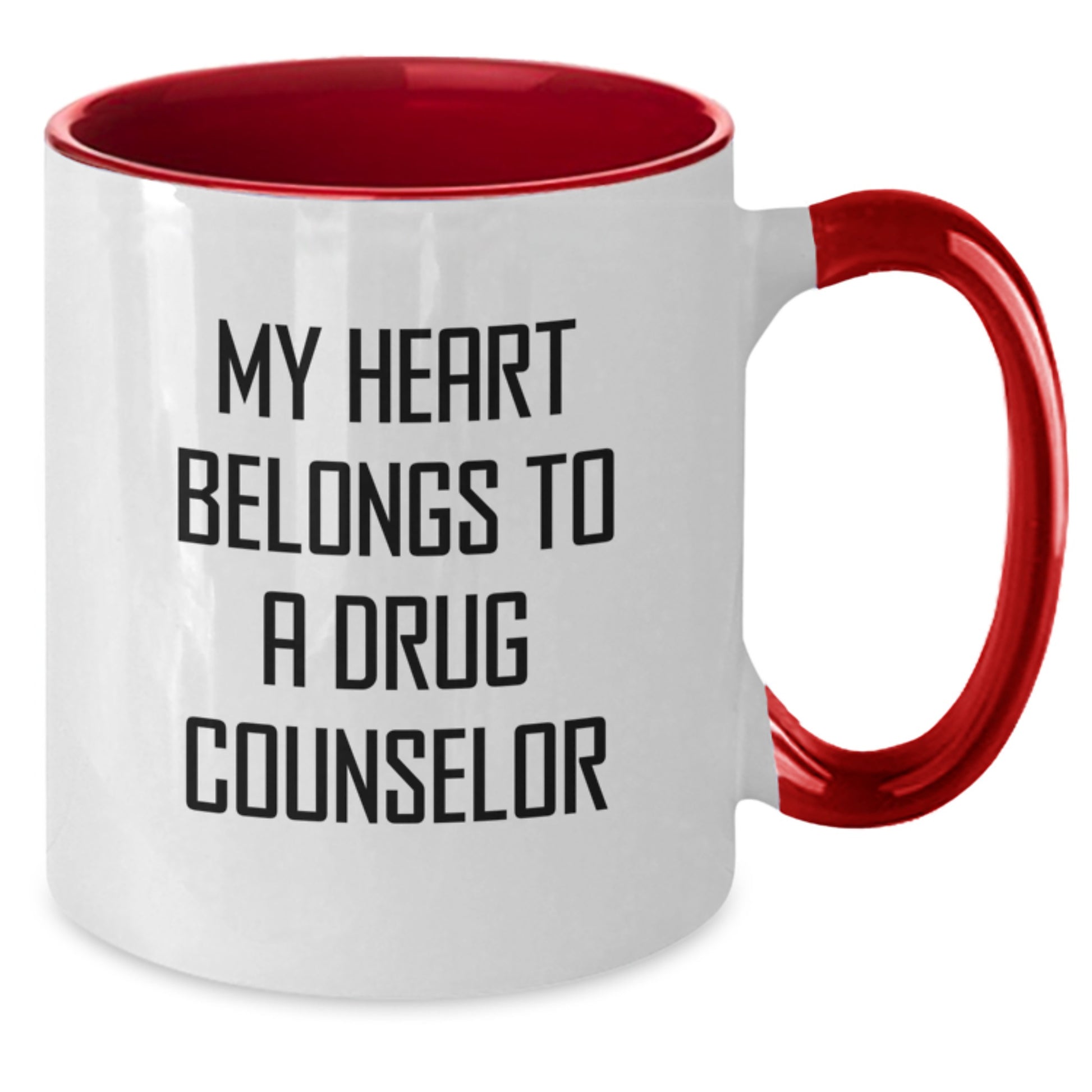 Funny Drug Counselor Gifts from Friends - My Heart Belongs To A Drug Counselor, Gift for Drug Counselor, Two Tone Coffee Mug, Graduation Unique Gifts, Ceramic Mug for Men and Women - Additional