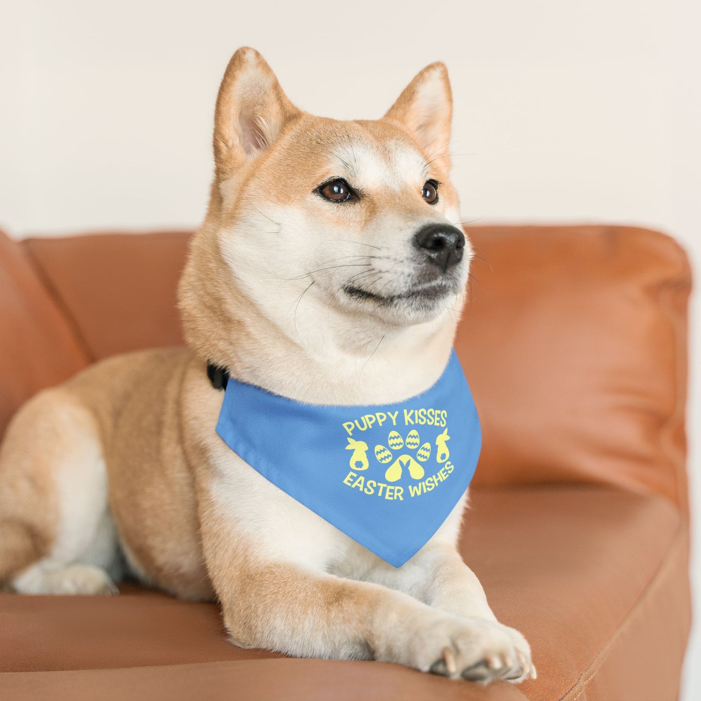 Yellow on Blue Easter-Themed Pet Bandana Collar