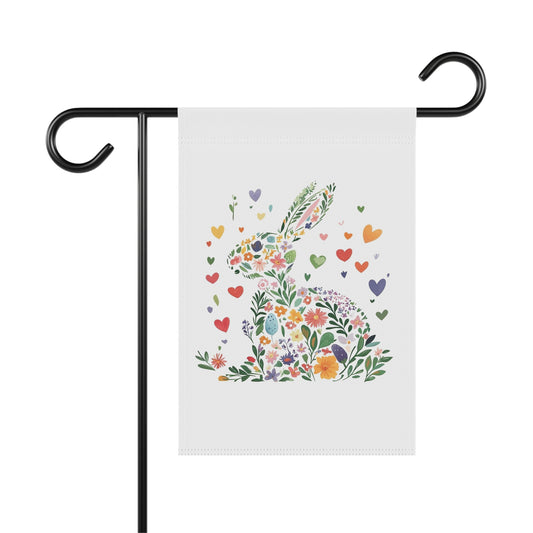 Floral Rabbit Garden Banner – Spring Decor for Easter Celebrations and Bunny Love