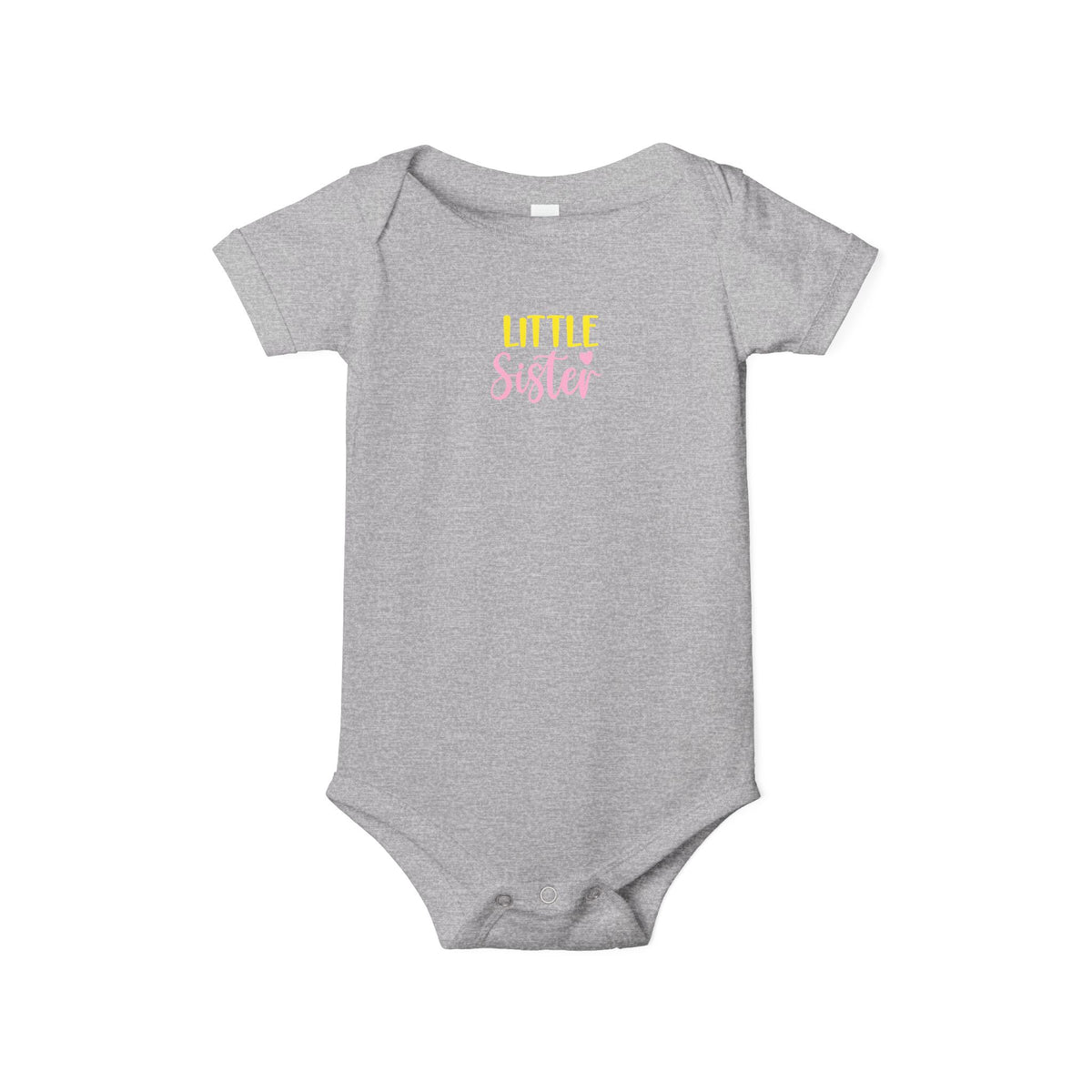 Little Sister Infant One-Piece Bodysuit – Pink & Yellow Baby Gift