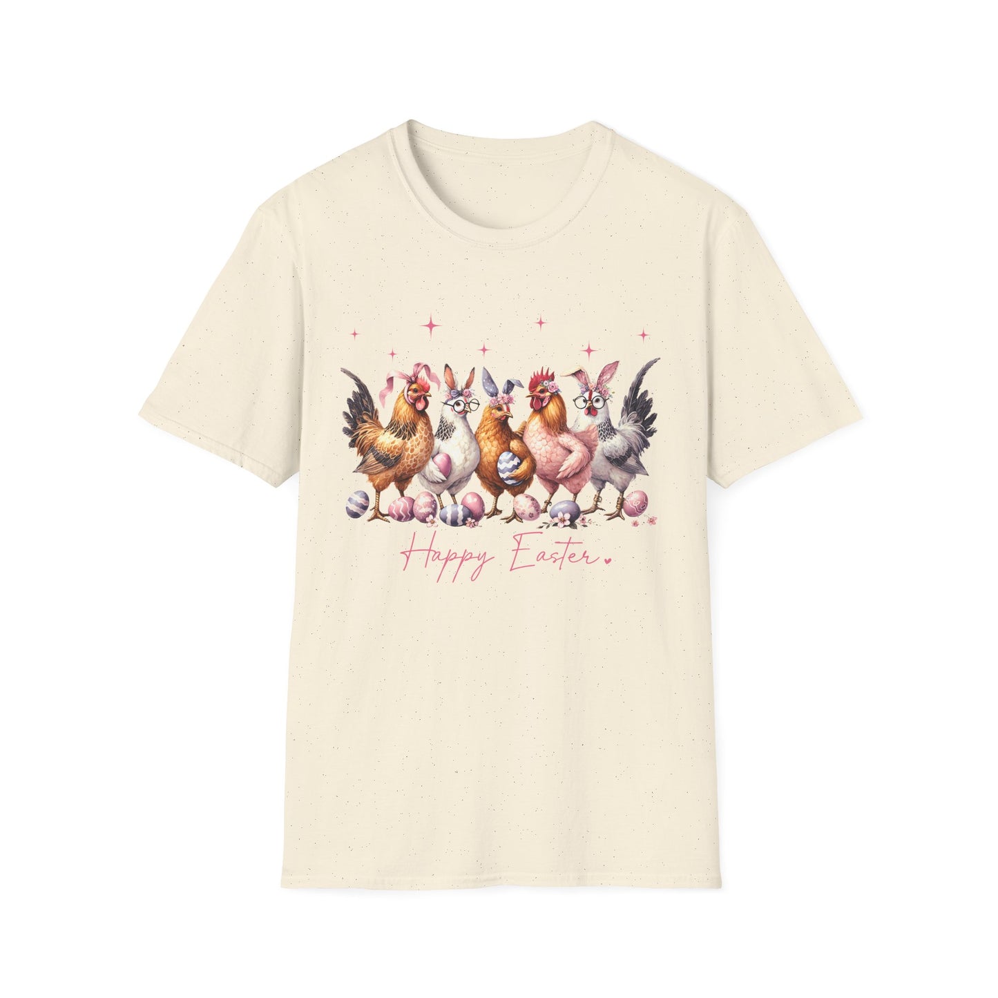 Easter Hens T-Shirt — Cute Chickens & Eggs "Happy Easter" Graphic