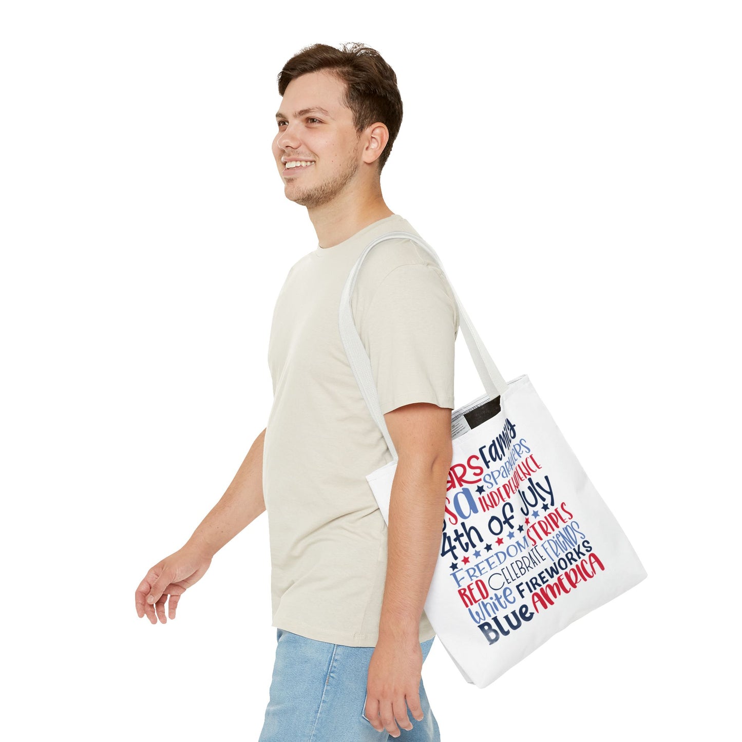 4th of July Tote Bag - USA Patriotic Stars & Stripes Independence Day Tote