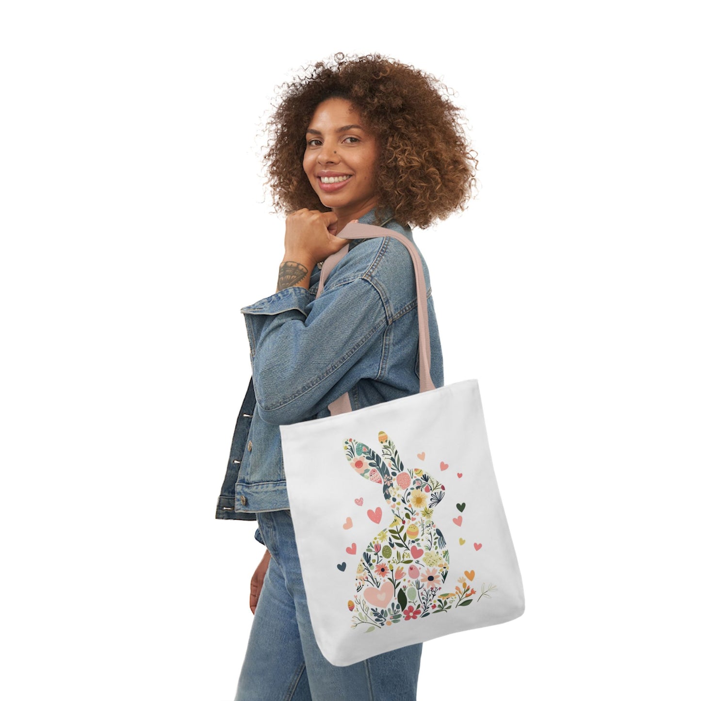Floral Bunny Canvas Tote Bag