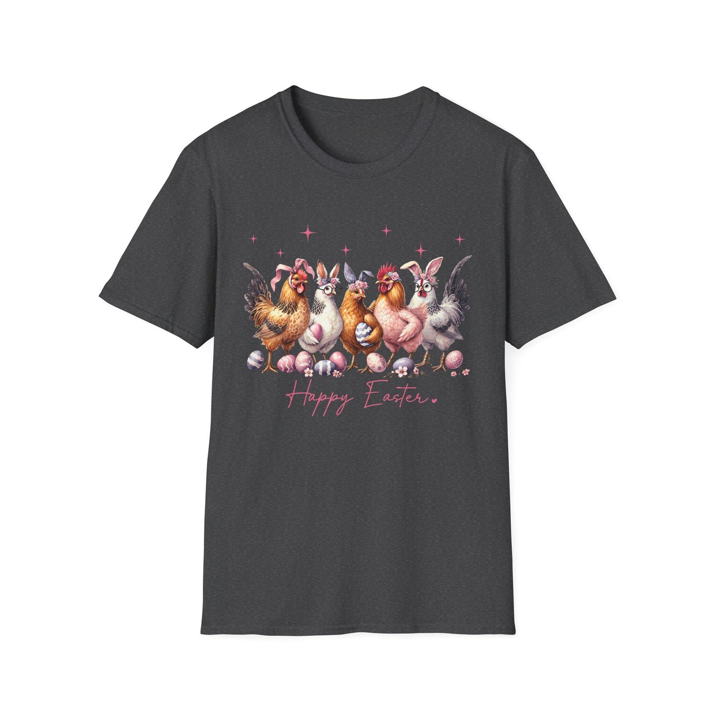 Easter Hens T-Shirt — Cute Chickens & Eggs "Happy Easter" Graphic
