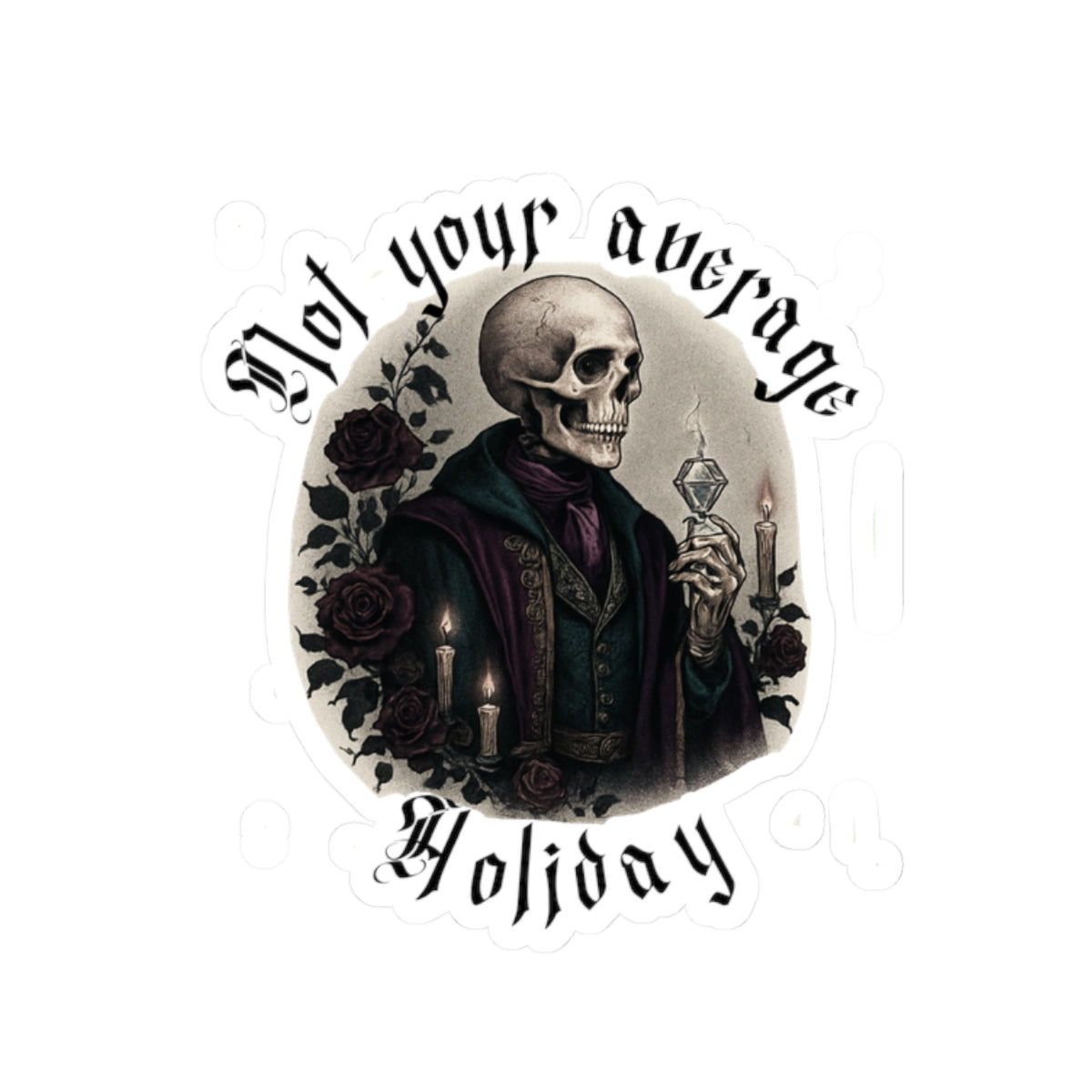 Gothic Skull 'Not Your Average Holiday' Kiss-Cut Sticker