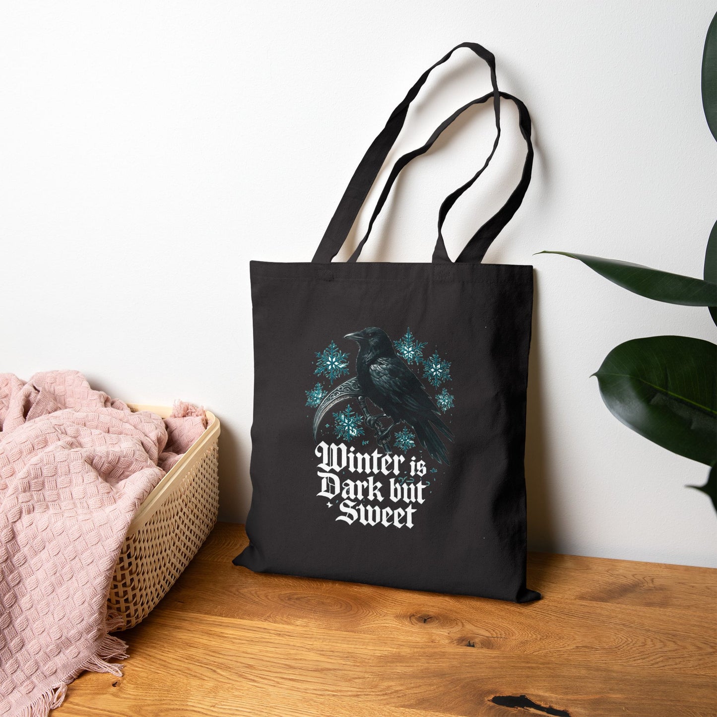 Tote Bag — "Winter is Dark but Sweet" Raven Canvas Tote
