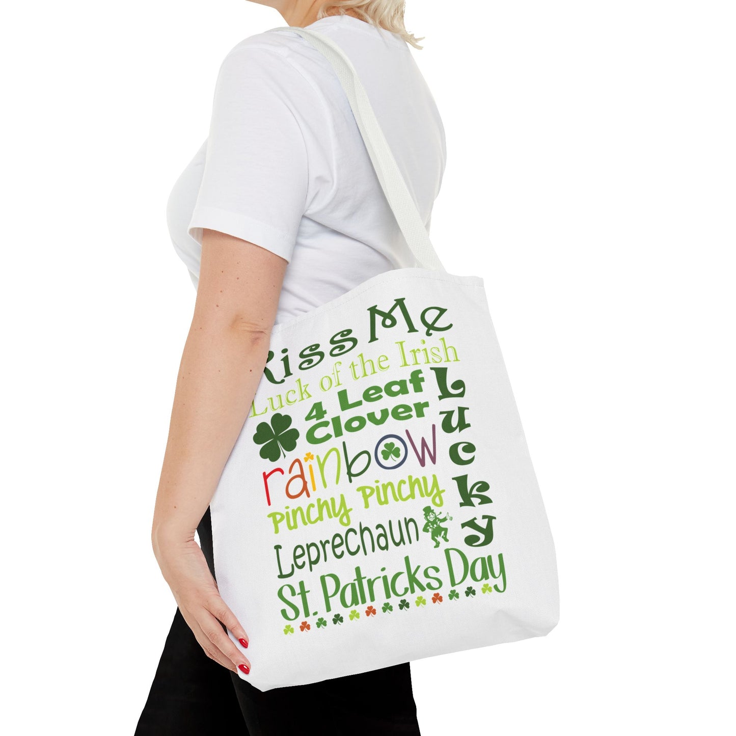 St. Patrick's Word Riot White Tote Bag — Bold Typographic Holiday Tote - 3 Sizes