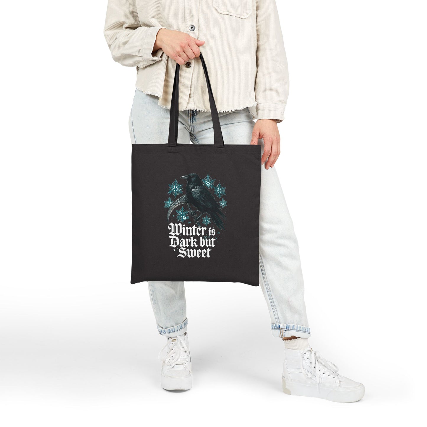 Tote Bag — "Winter is Dark but Sweet" Raven Canvas Tote
