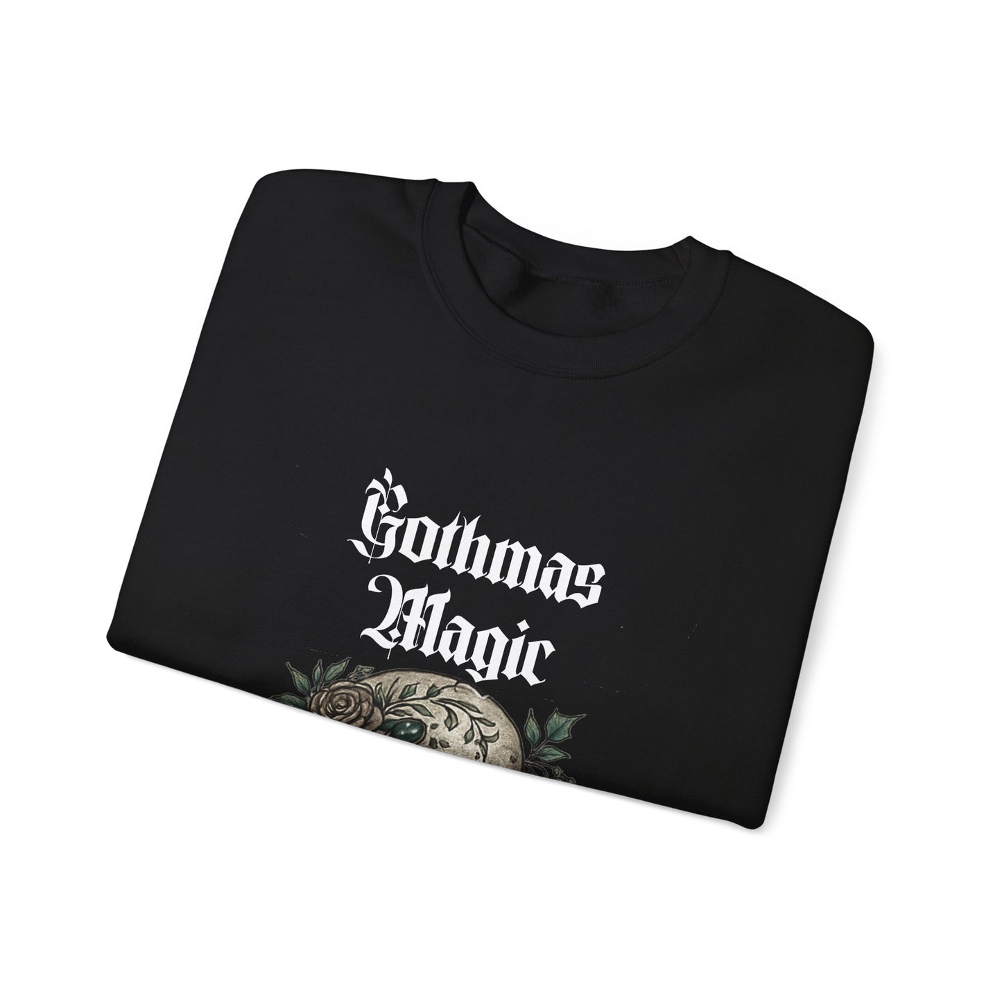 Crewneck Sweatshirt — Gothmas Magic Skull & Roses Holiday Gothic Pullover