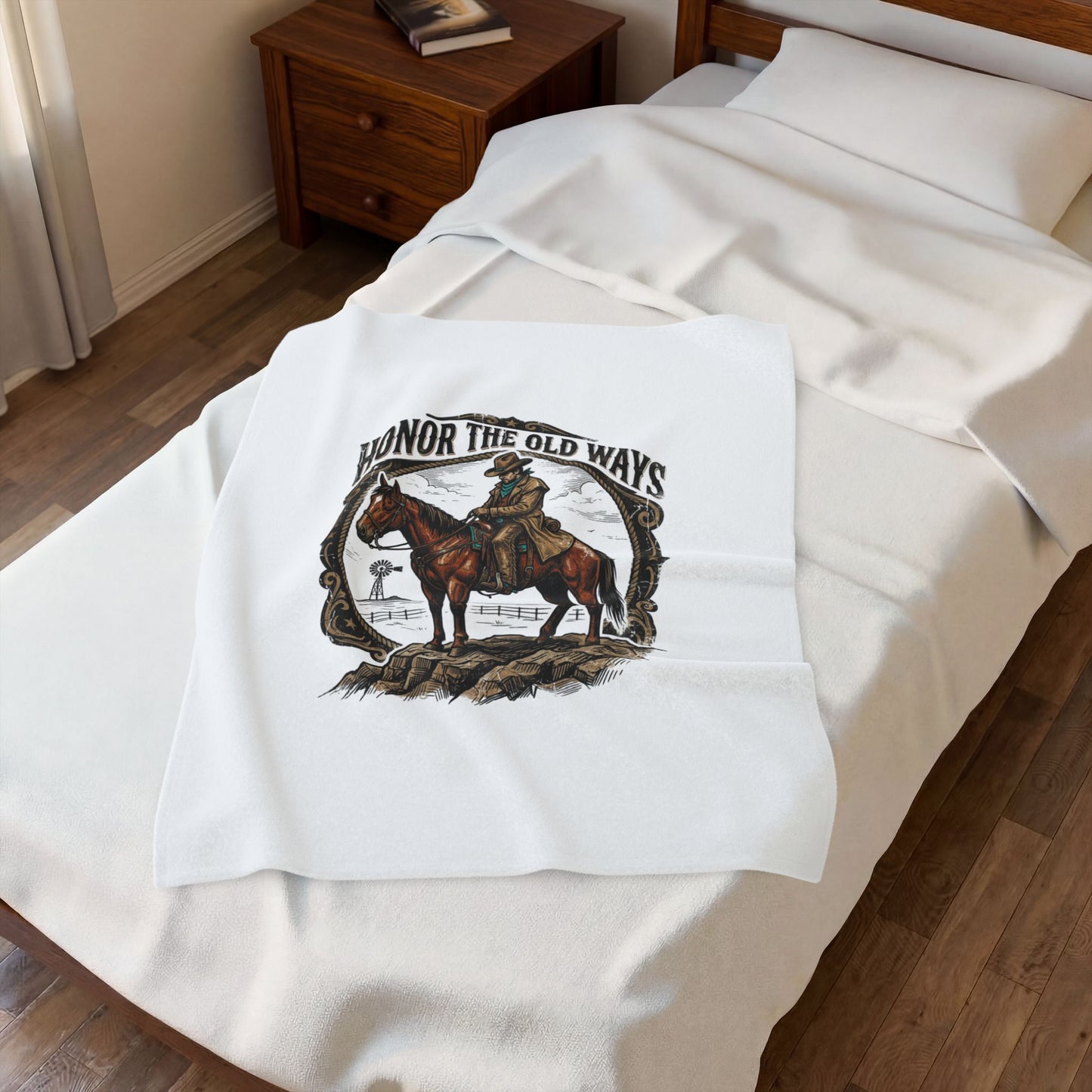 Honor the Old Ways Velveteen Blanket | Western, Americana, Vintage Rodeo