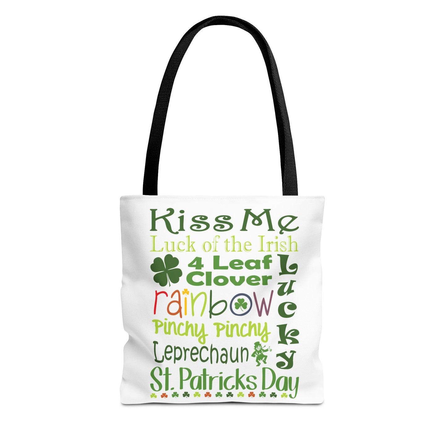 St. Patrick's Word Riot White Tote Bag — Bold Typographic Holiday Tote - 3 Sizes