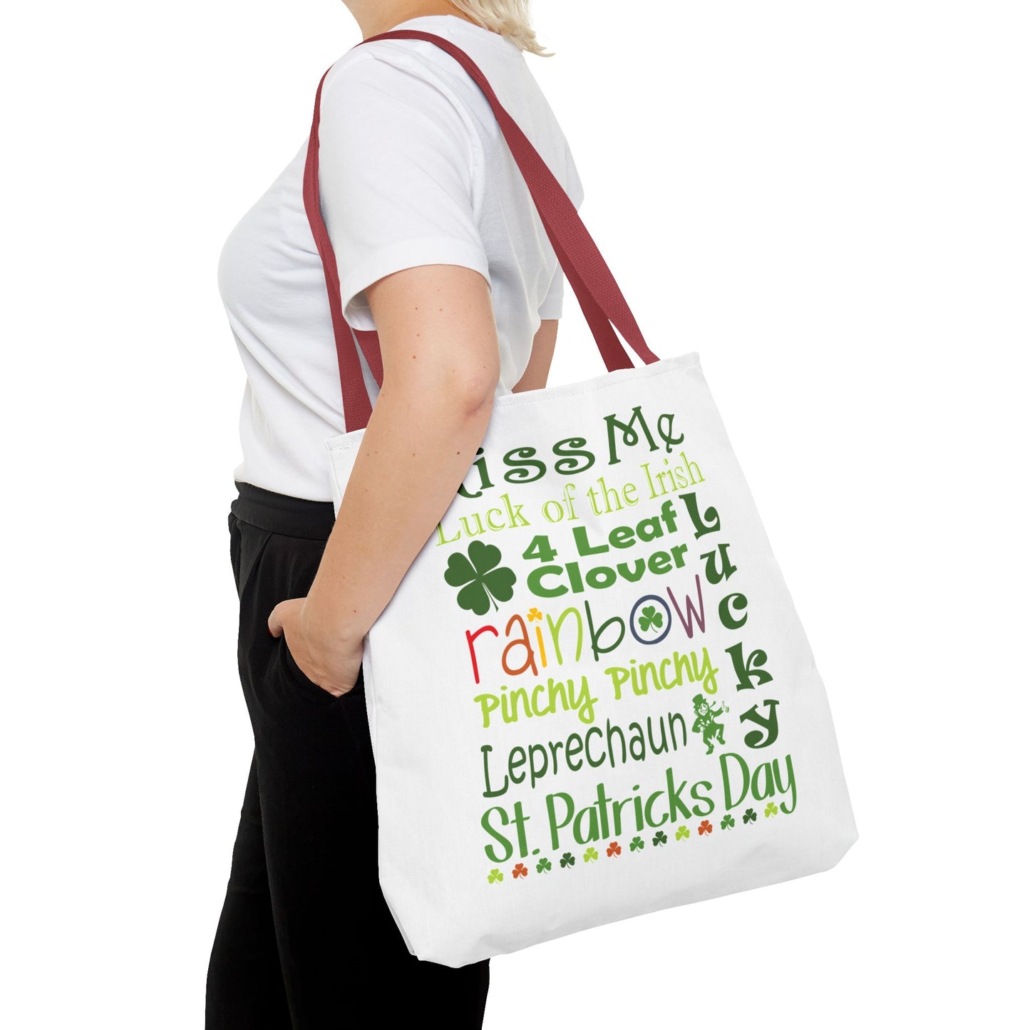 St. Patrick's Word Riot White Tote Bag — Bold Typographic Holiday Tote - 3 Sizes