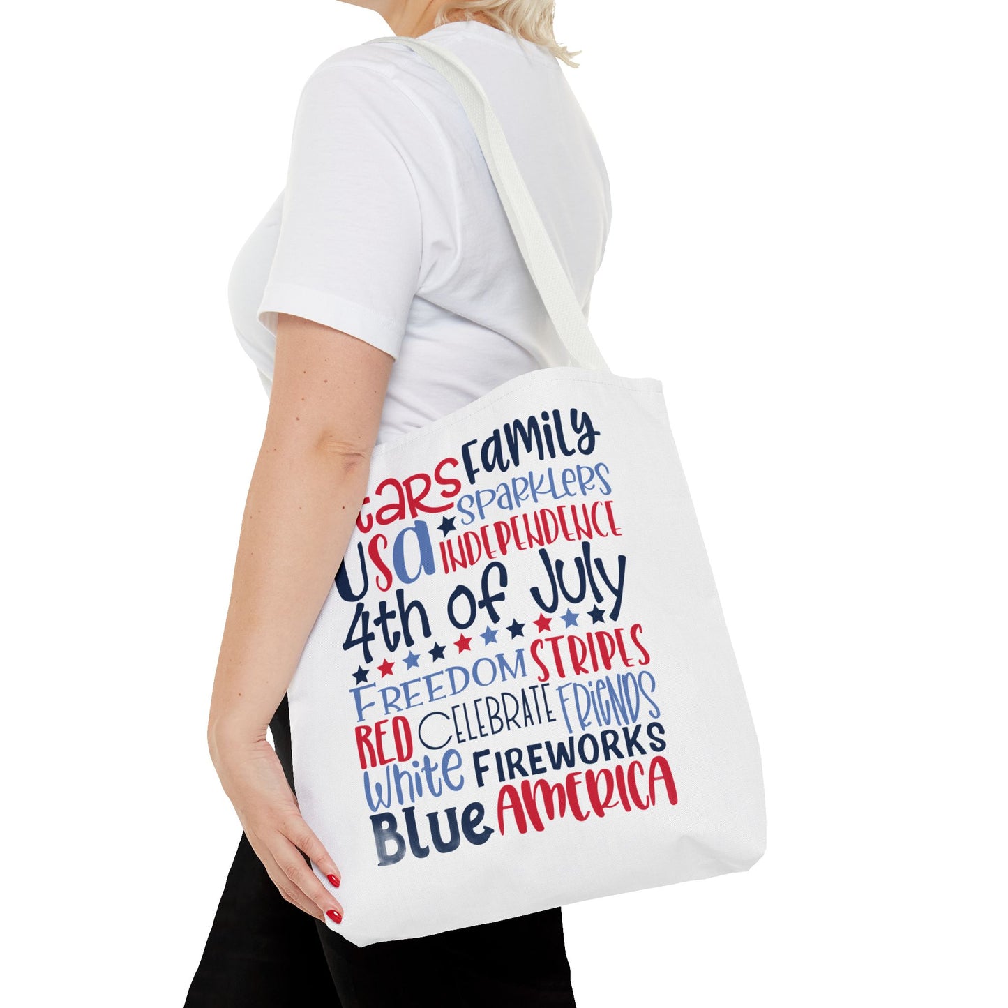 4th of July Tote Bag - USA Patriotic Stars & Stripes Independence Day Tote