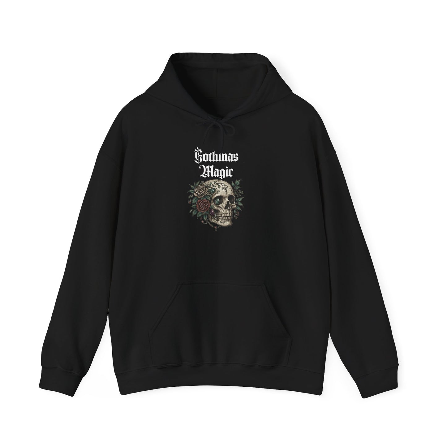 Gothmas Magic Hoodie — Skull & Wreath Gothic Holiday Sweatshirt
