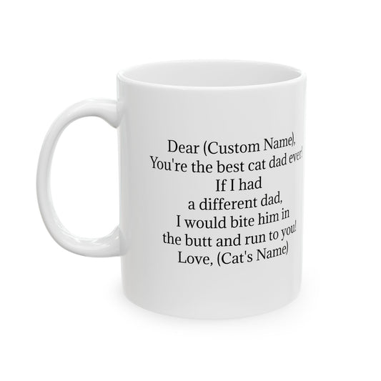 Personalized Ceramic Coffee Mug for Dad - Best Cat Dad Ever Gift