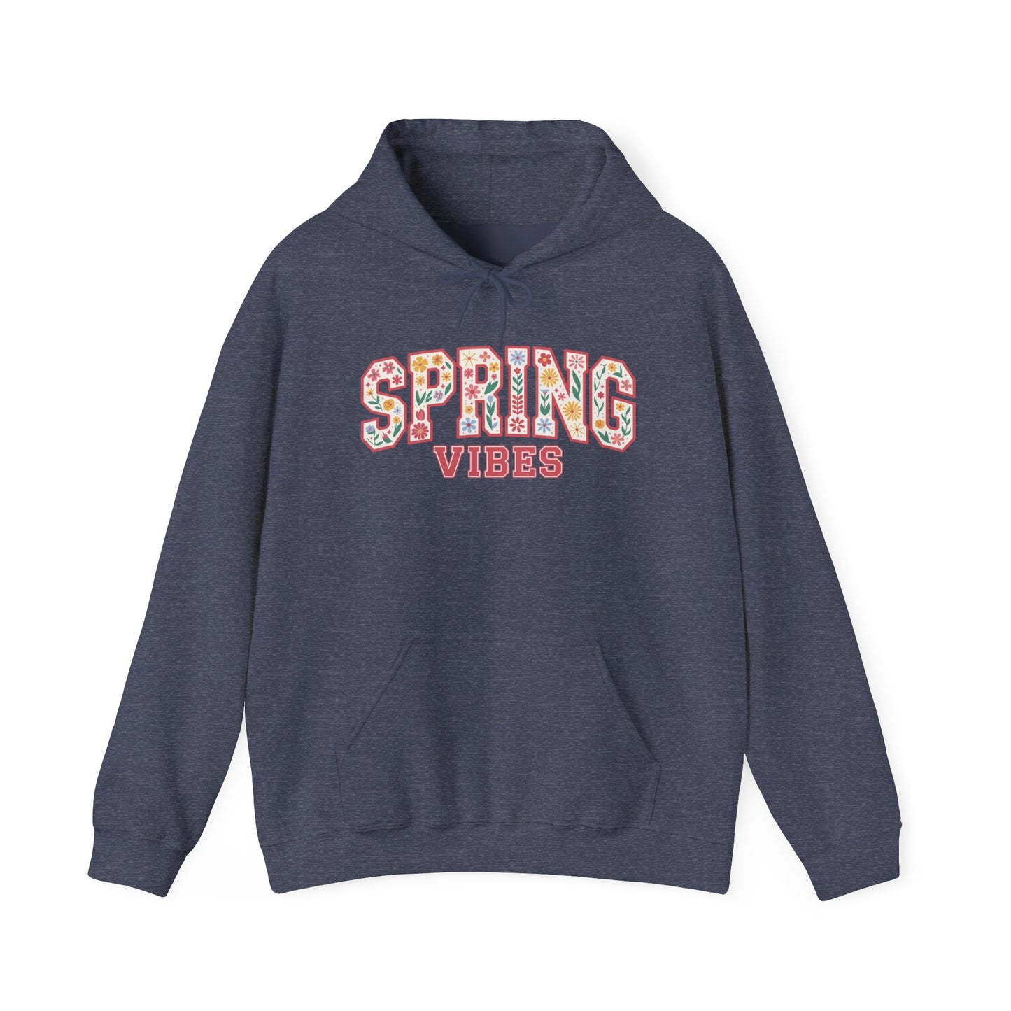 Spring Vibes Hoodie — Floral Pattern Graphic Hooded Sweatshirt