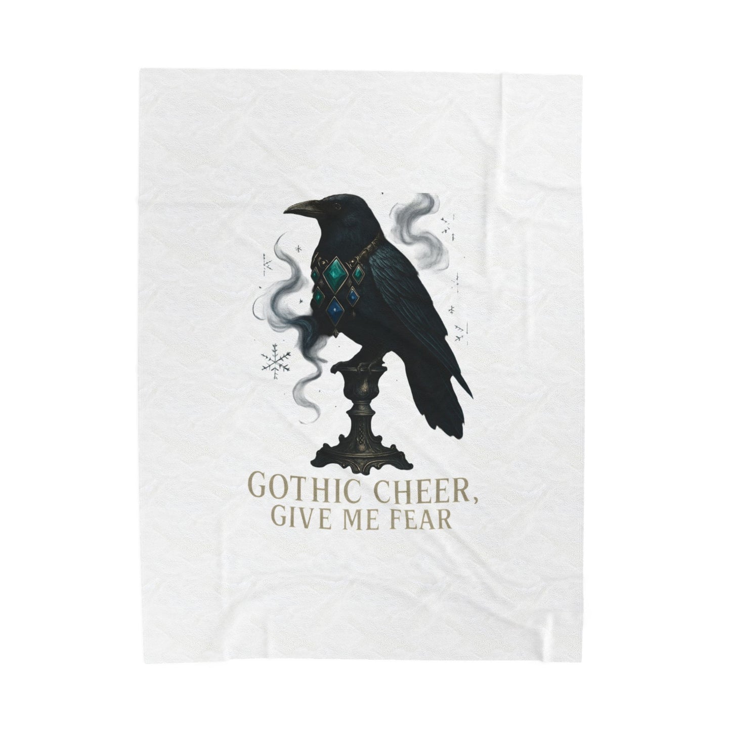 Plush Blanket — 'Gothic Cheer, Give Me Fear' Raven Velveteen Throw