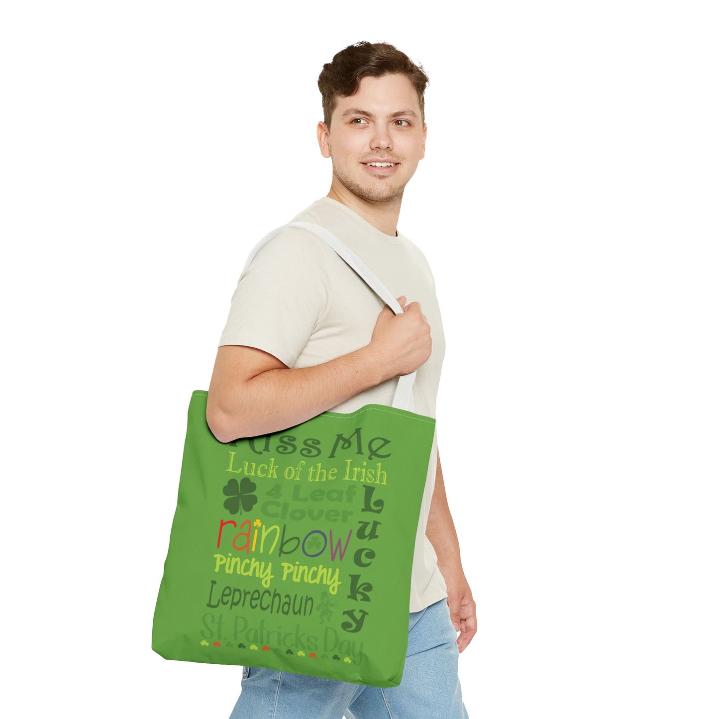 St. Patrick's Word Riot Green Tote Bag — Bold Typographic Holiday Tote - 3 Sizes