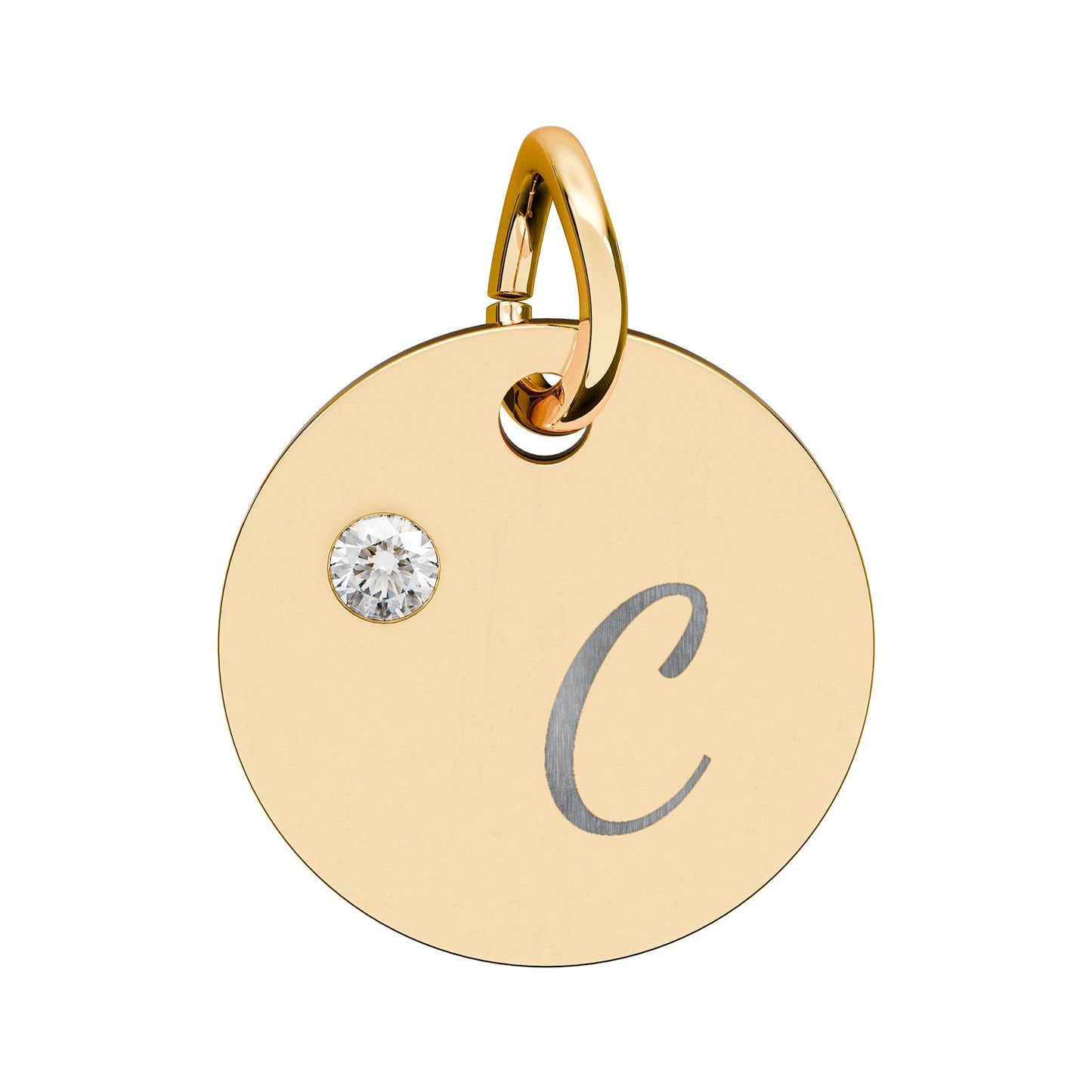 Engravable Birthstone Circle Charm — Personalized Initial & Birthstone Pendant