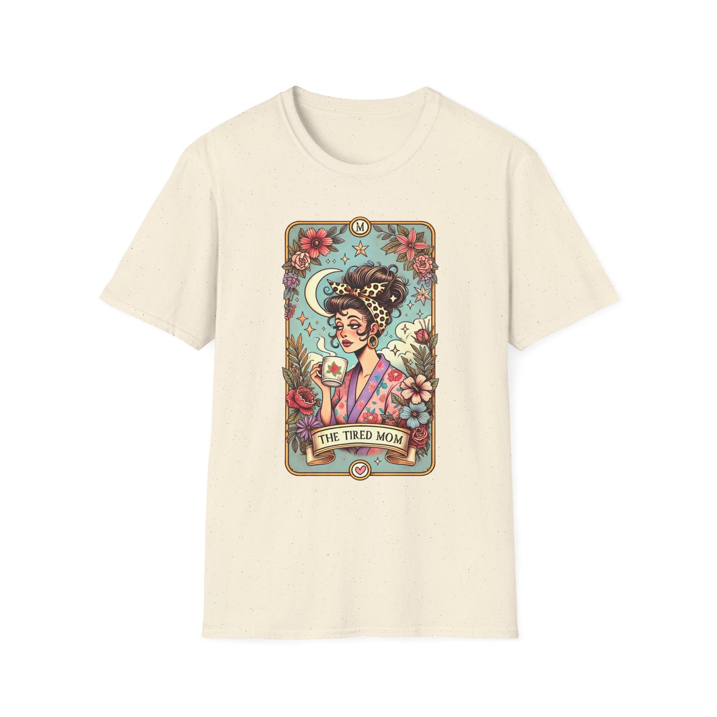 The Tired Mom Tarot Softstyle T-Shirt - Relaxed Fit Floral Design for Everyday Comfort
