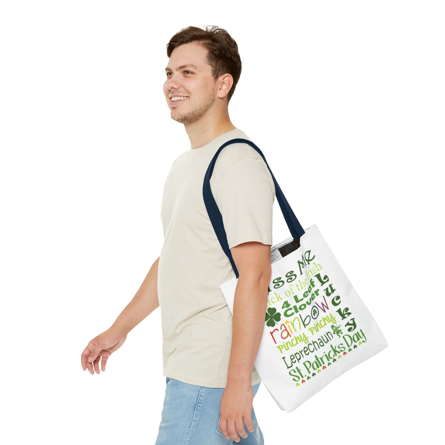 St. Patrick's Word Riot White Tote Bag — Bold Typographic Holiday Tote - 3 Sizes