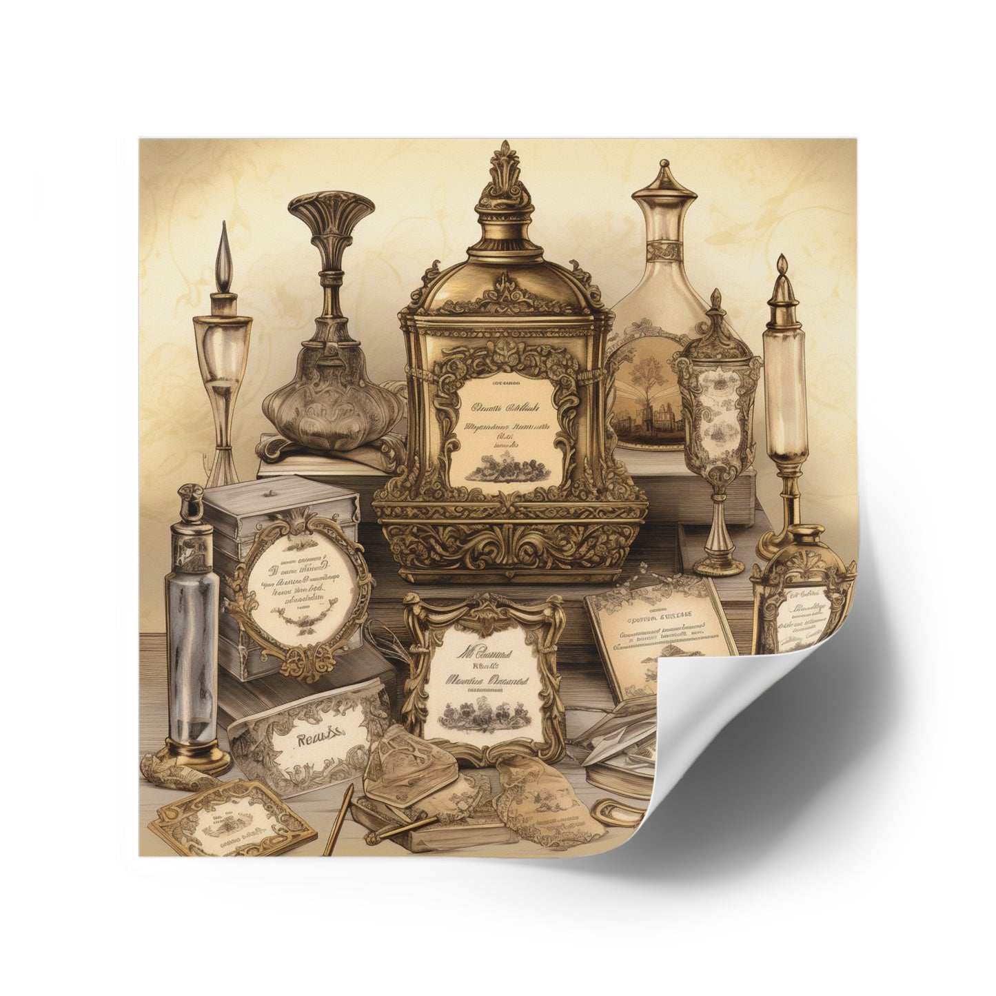 Antique Apothecary Label Square Decal #2