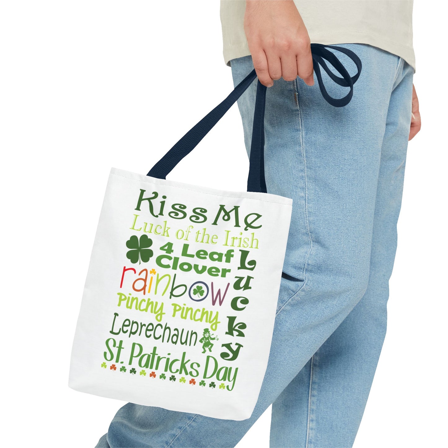 St. Patrick's Word Riot White Tote Bag — Bold Typographic Holiday Tote - 3 Sizes