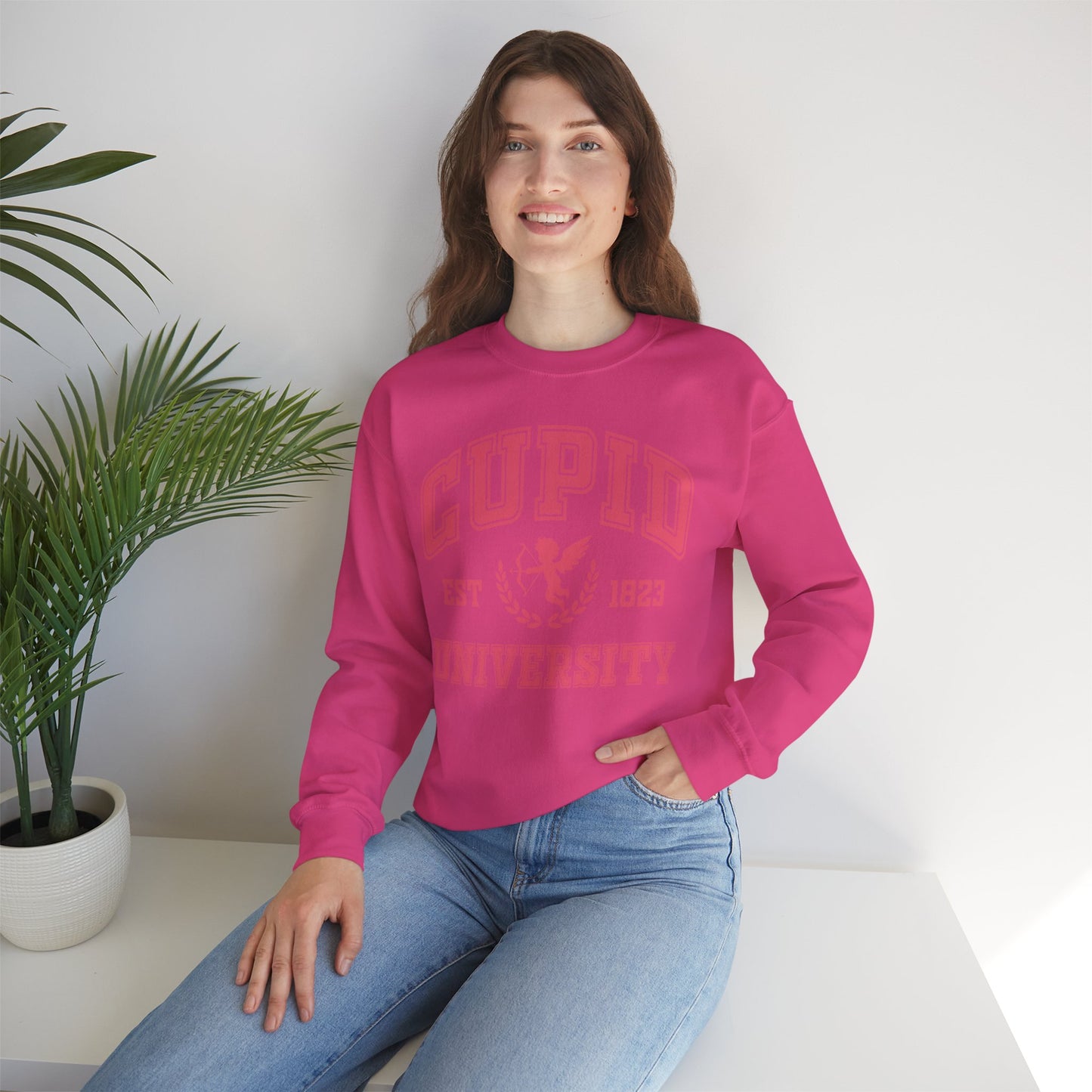 Cupid University Crewneck Sweatshirt — Valentine's Day Graphic Sweatshirt
