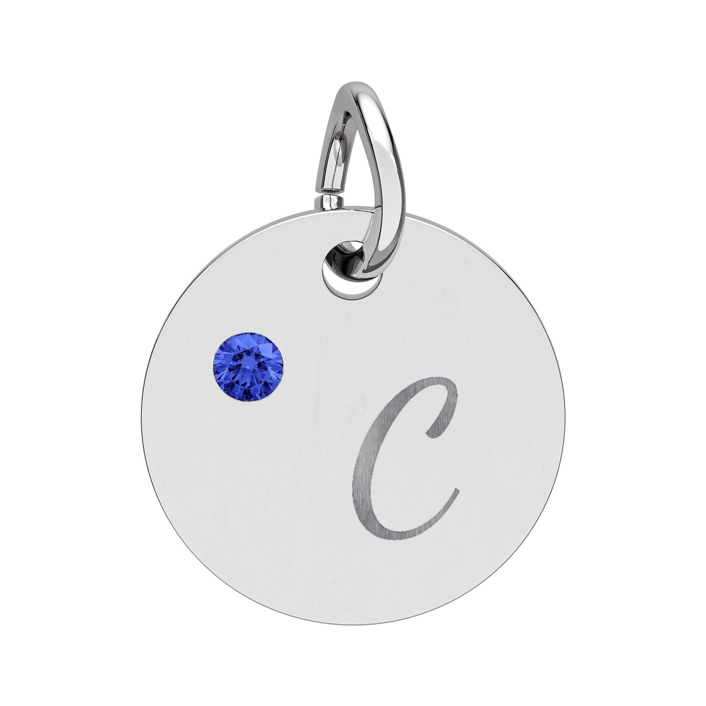 Engravable Birthstone Circle Charm — Personalized Initial & Birthstone Pendant