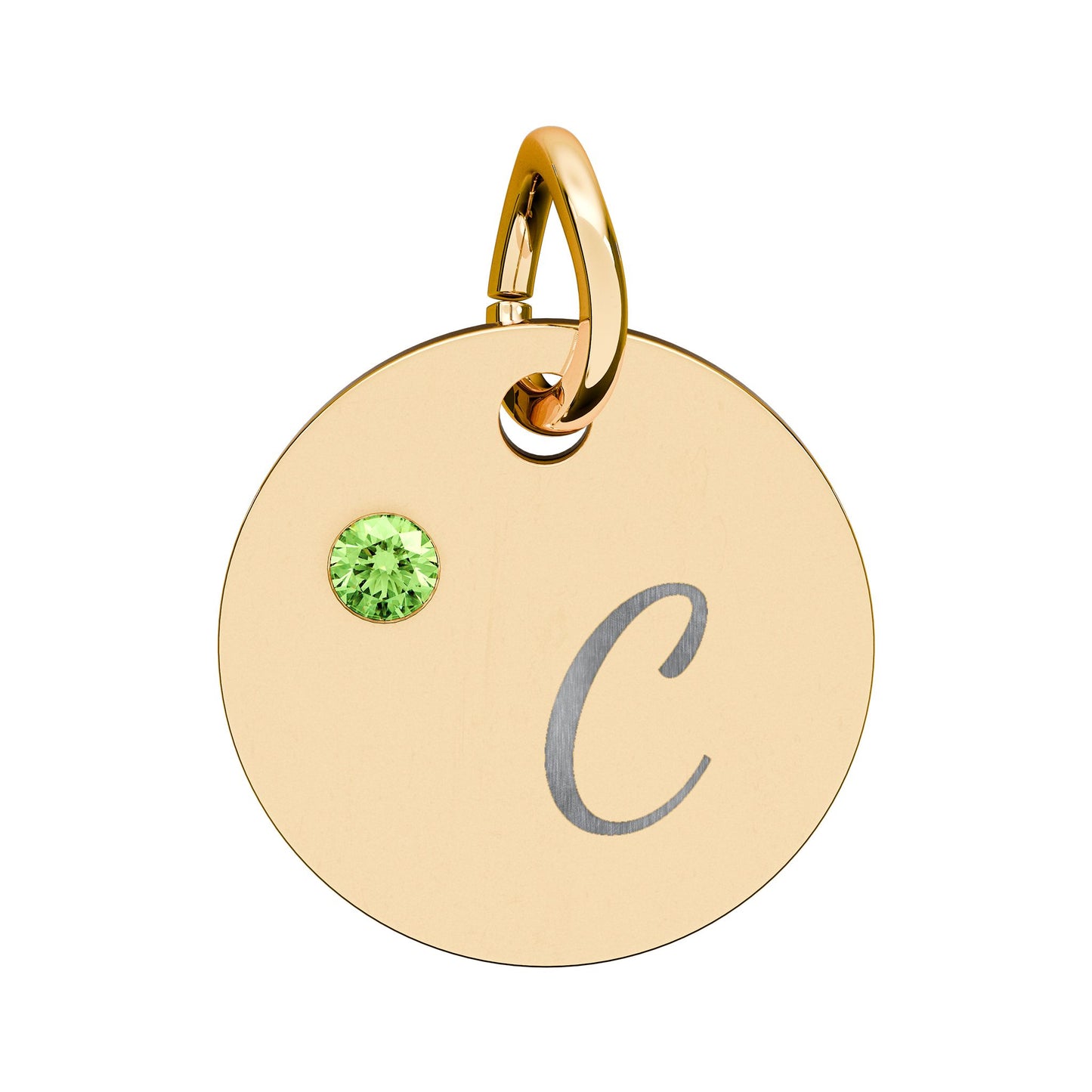 Engravable Birthstone Circle Charm — Personalized Initial & Birthstone Pendant