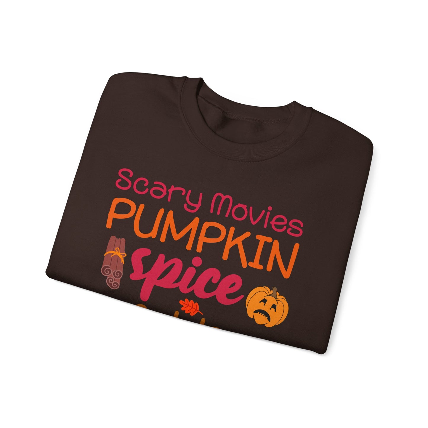 Fall Vibes Sweatshirt — "Scary Movies Pumpkin Spice Flannels Murders" Cozy Crewneck