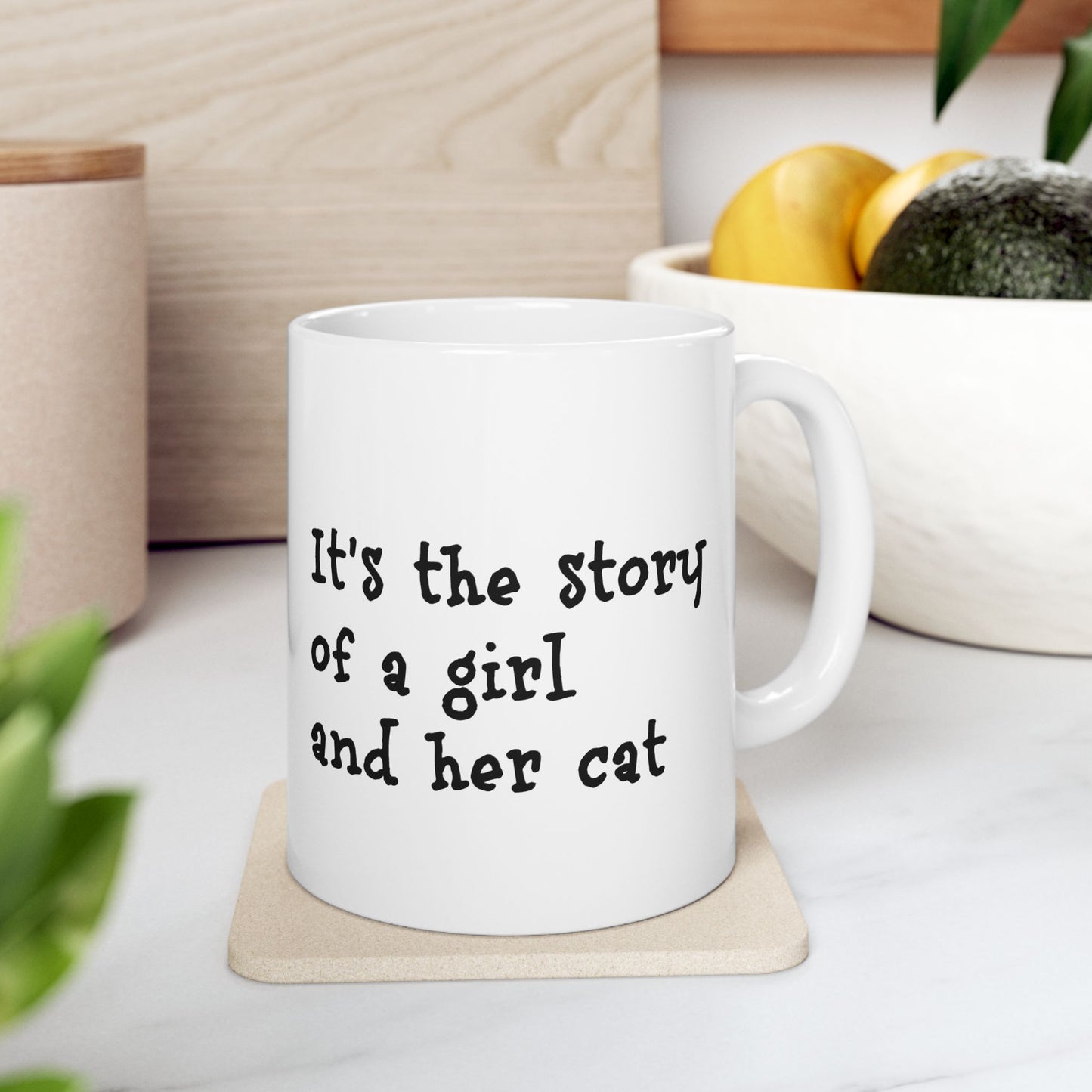Story of a Girl and Her Cat Ceramic Coffee Mug (11oz, 15oz)