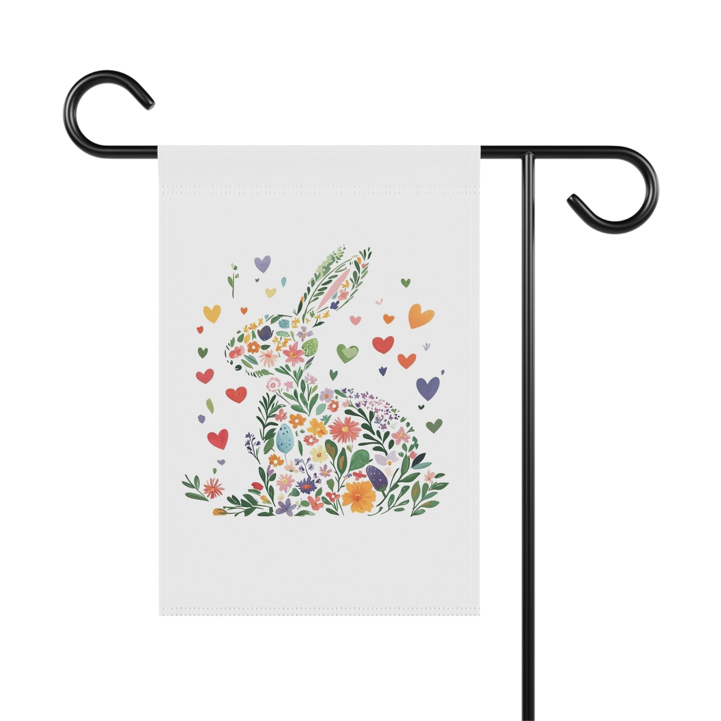 Floral Rabbit Garden Banner – Spring Decor for Easter Celebrations and Bunny Love