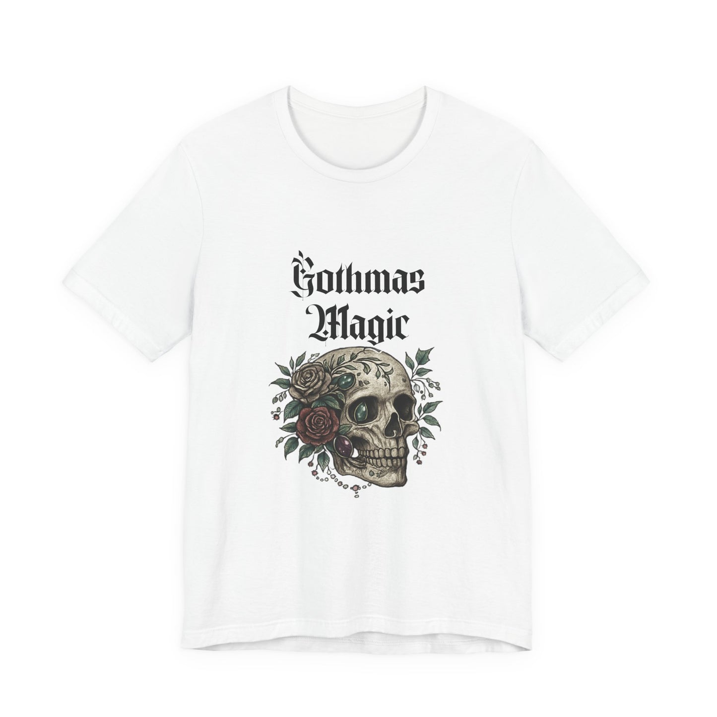 Gothmas Magic Skull Tee — Gothic Holiday Skull & Rose T-Shirt